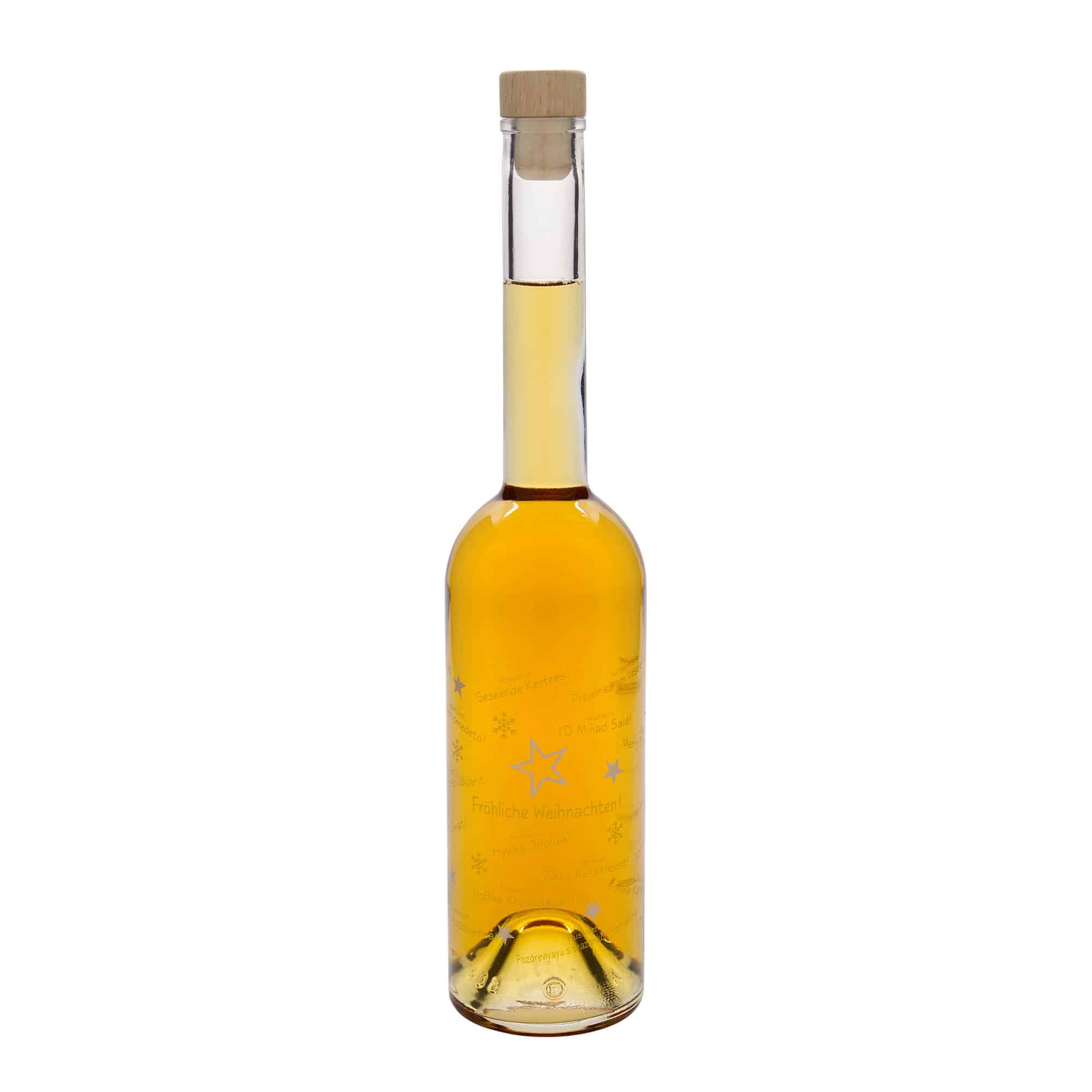 Glazen fles 'Opera', 500 ml, motief: Kerst wereldwijd, monding: kurk