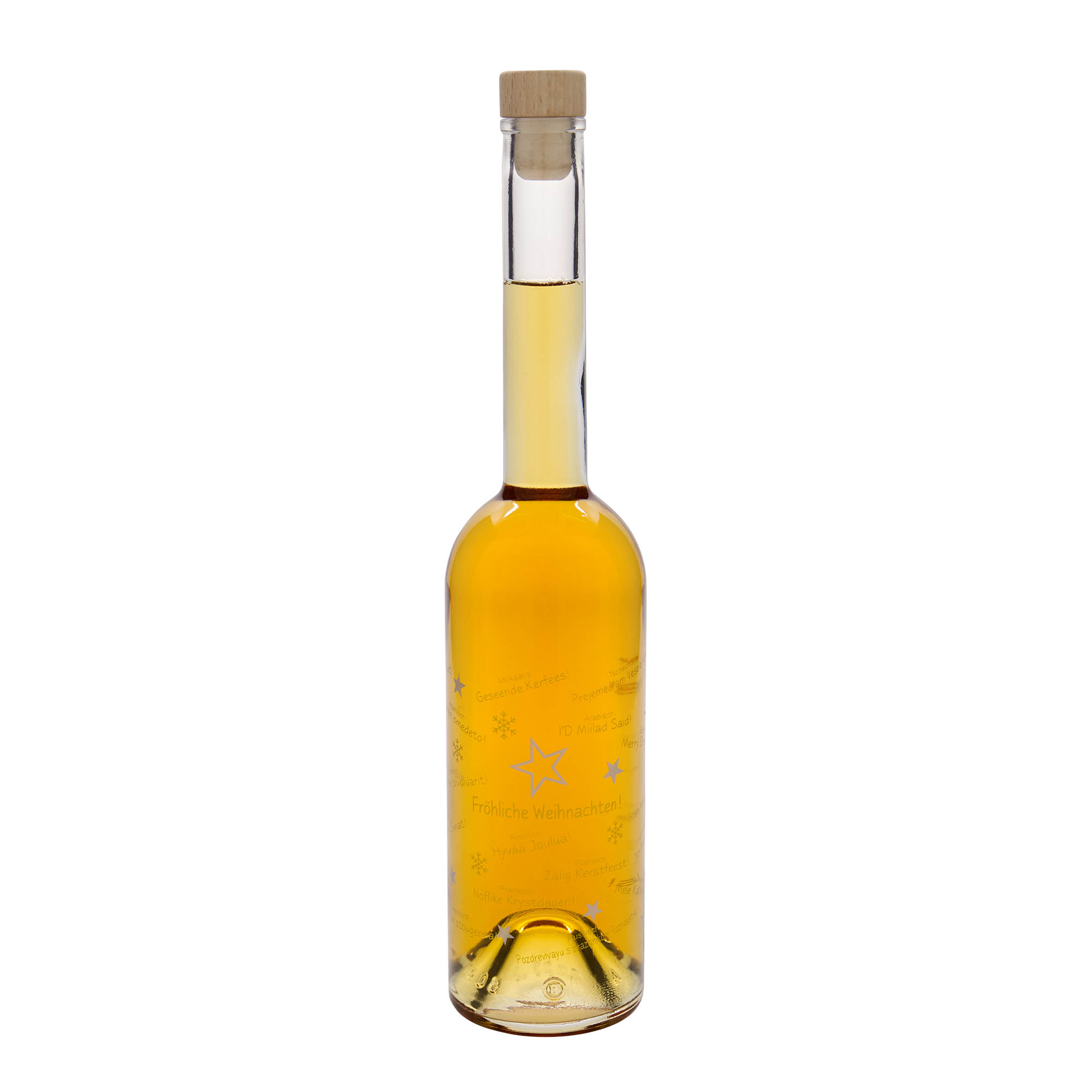 500 ml glazen fles 'Opera', motief: Kerstmis in de wereld, opening: kurk 500 ml glazen fles 'Opera', motief: Kerstmis in de wereld, opening: kurk