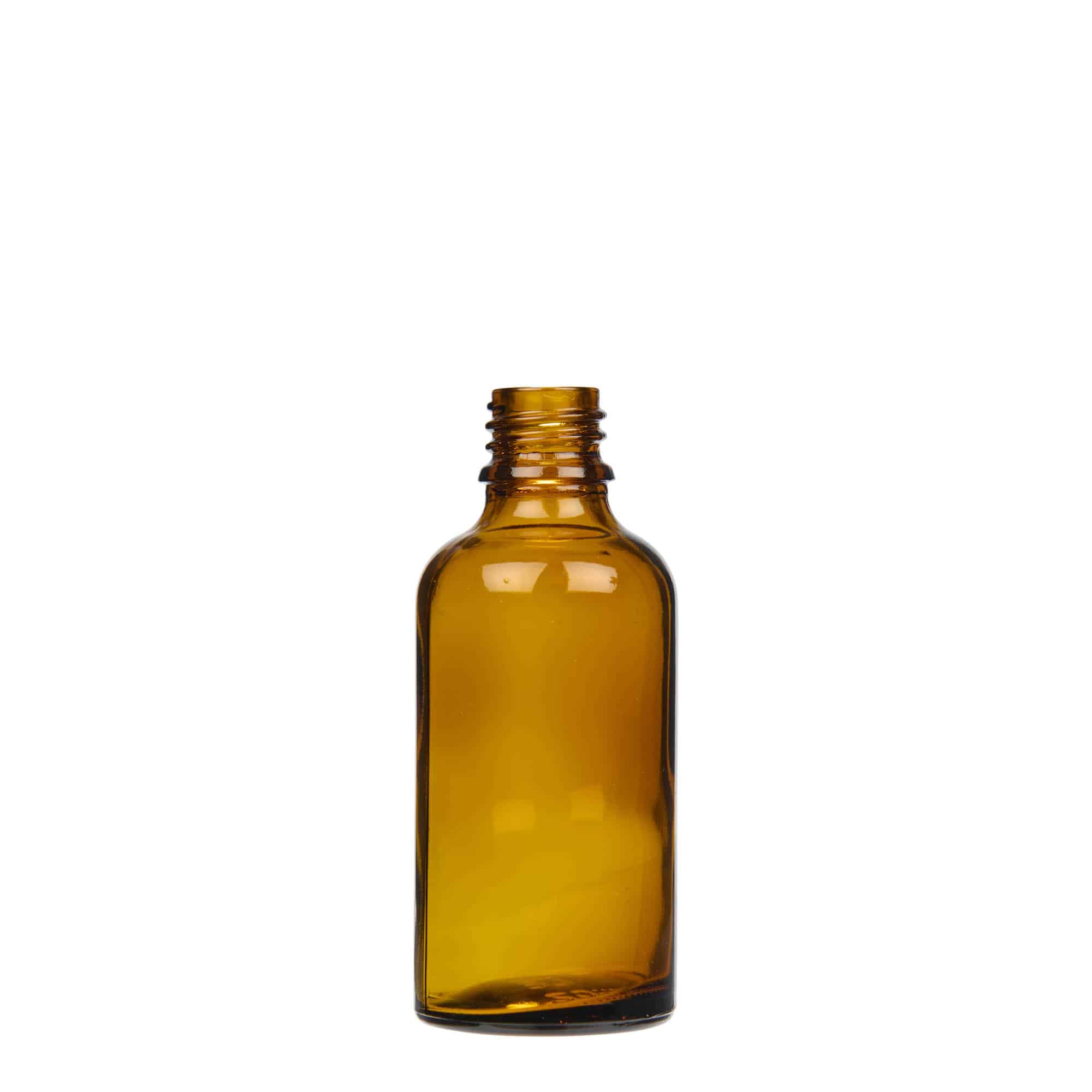 50 ml spuitflesje medicijn, glas, bruin, opening: DIN 18