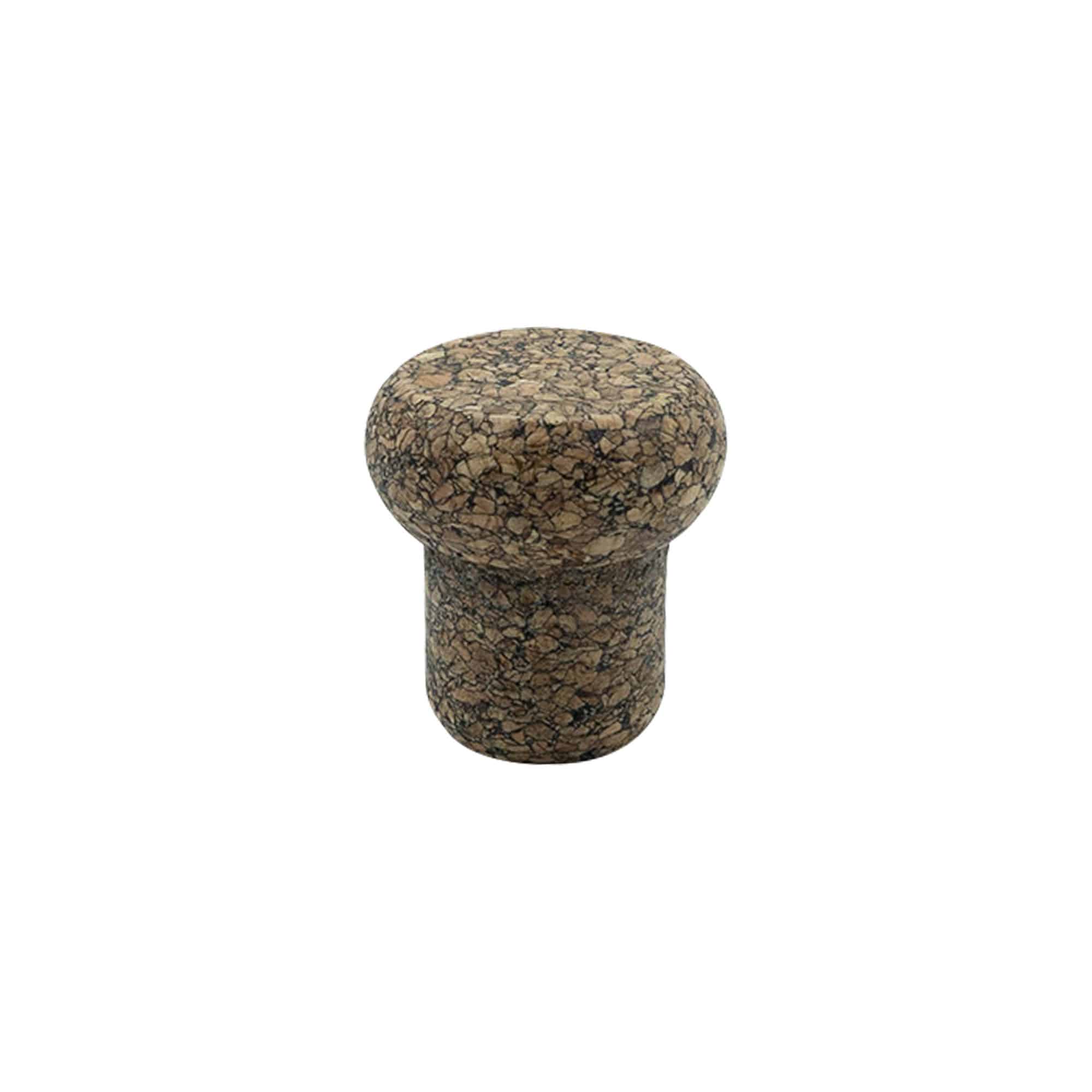 Handgreepkurk 'Barrel' 22,5 mm, Corkcoal, voor mondstuk: kurk
