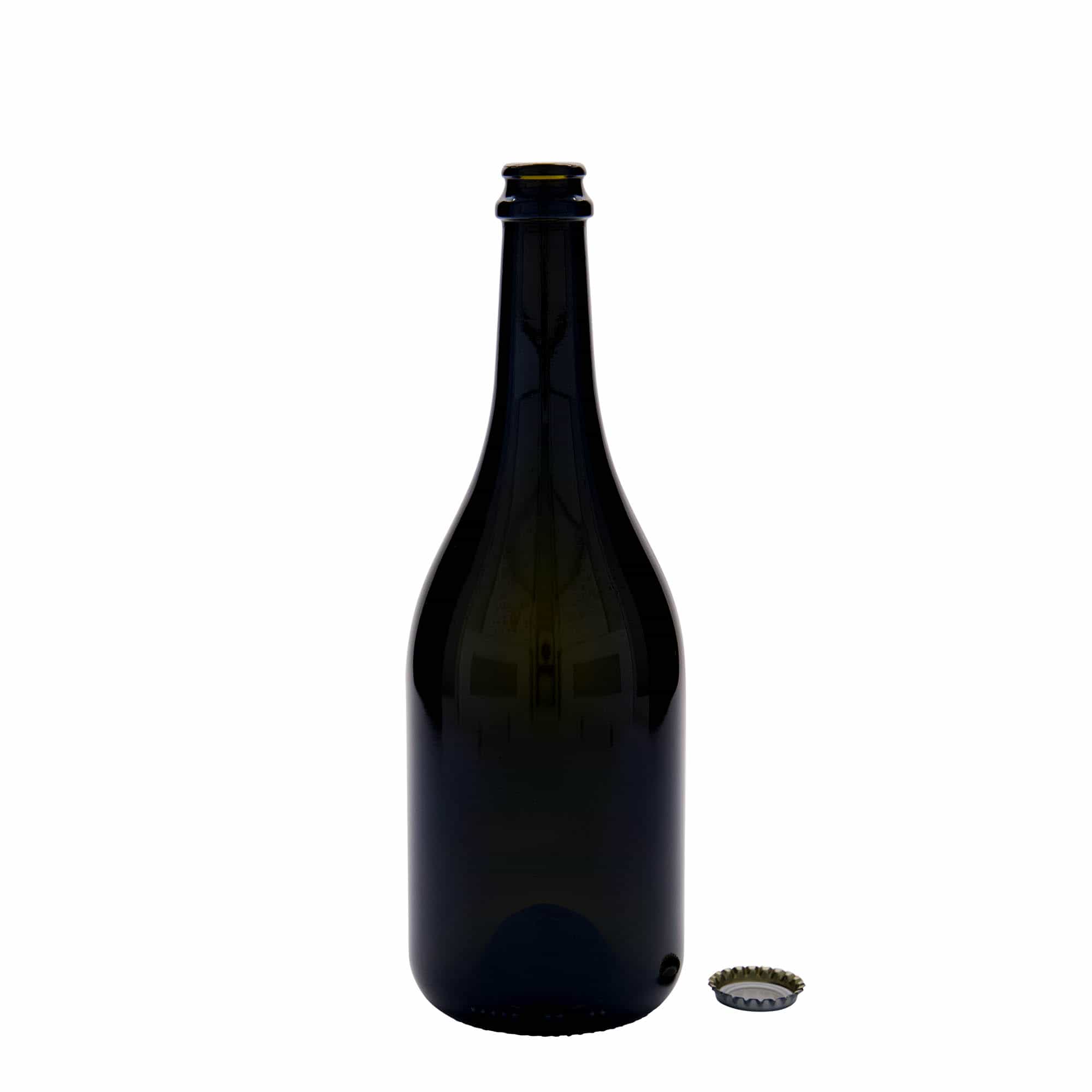 750 ml bierfles 'Horta', glas, antiekgroen, opening: kroonkurk