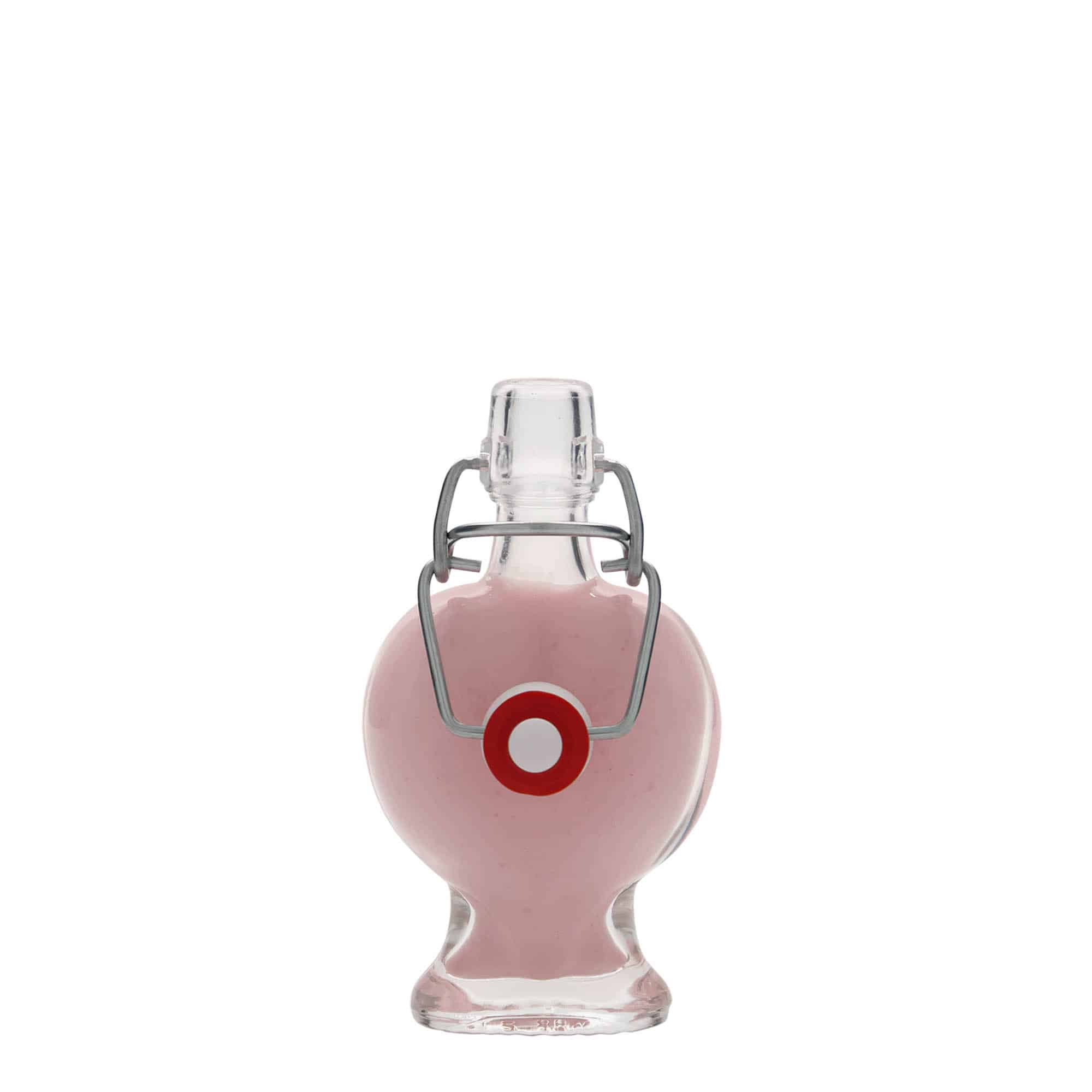 Glazen fles 'Hart', 40 ml,monding: beugelsluiting