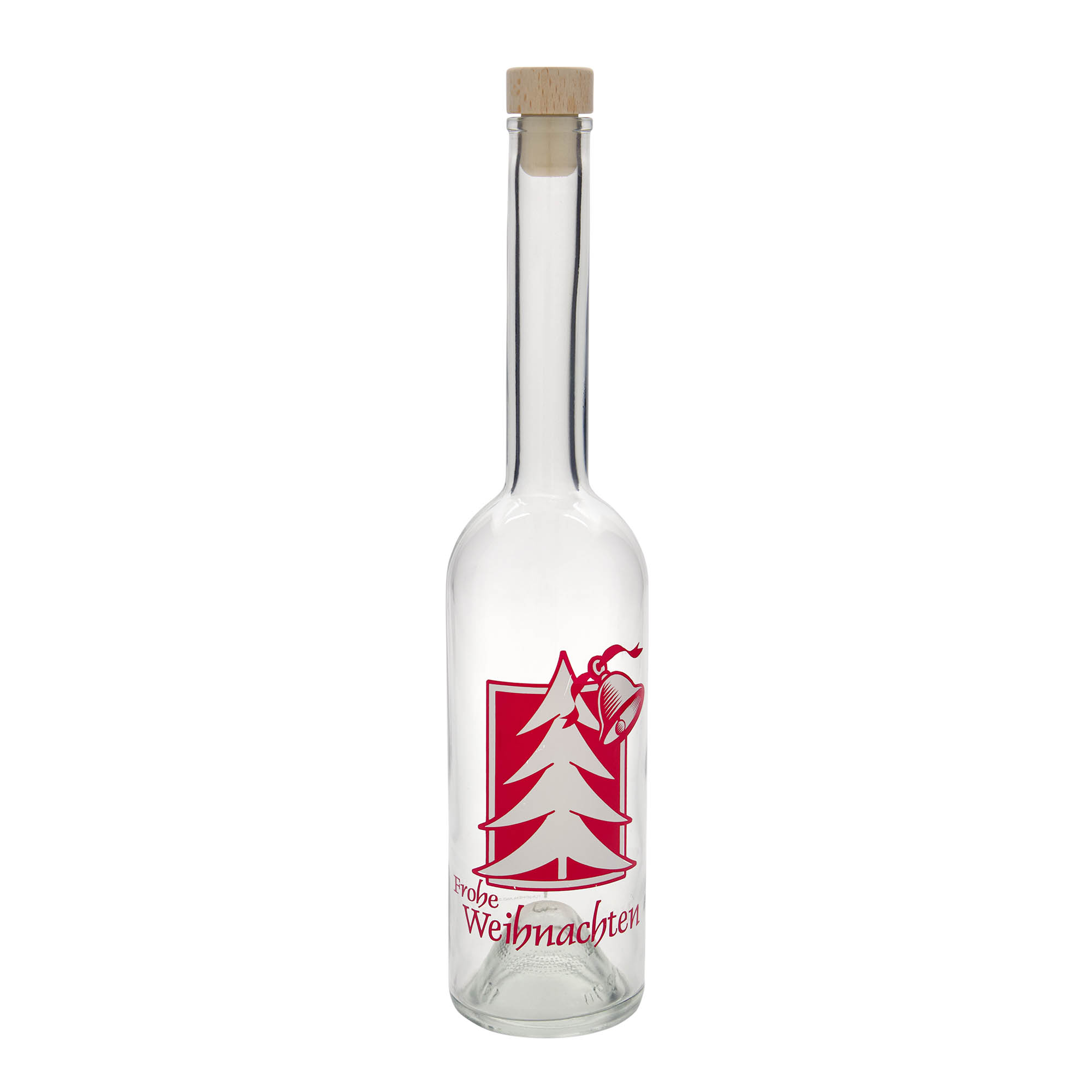 500 ml glazen fles 'Opera', motief: kerstgroet, hals: kurk