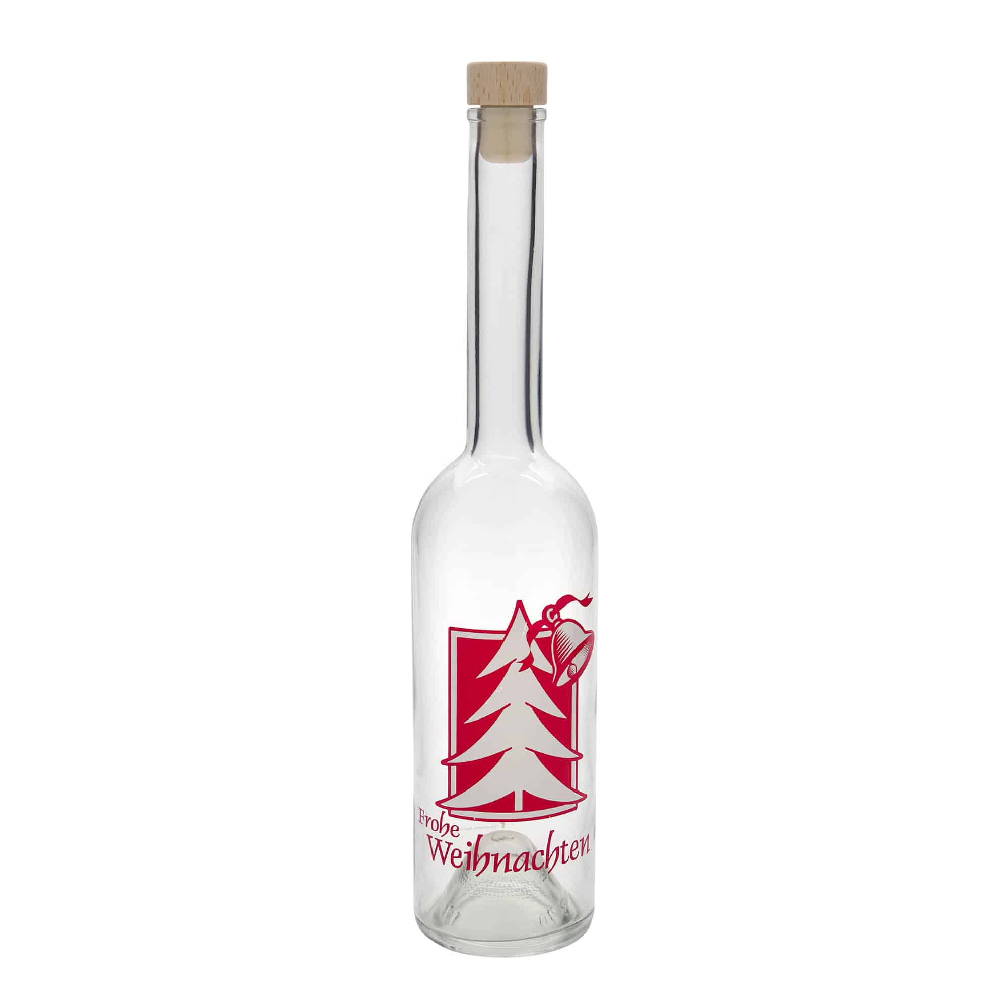 500 ml glazen fles 'Opera', motief: kerstgroet, hals: kurk