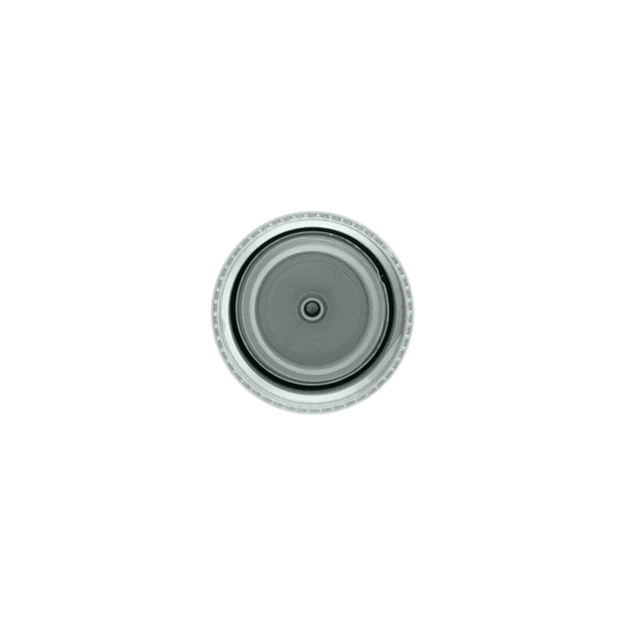 Schroefdop met spuitinzet, PP-kunststof, zilver, voor mondstuk: 24/410