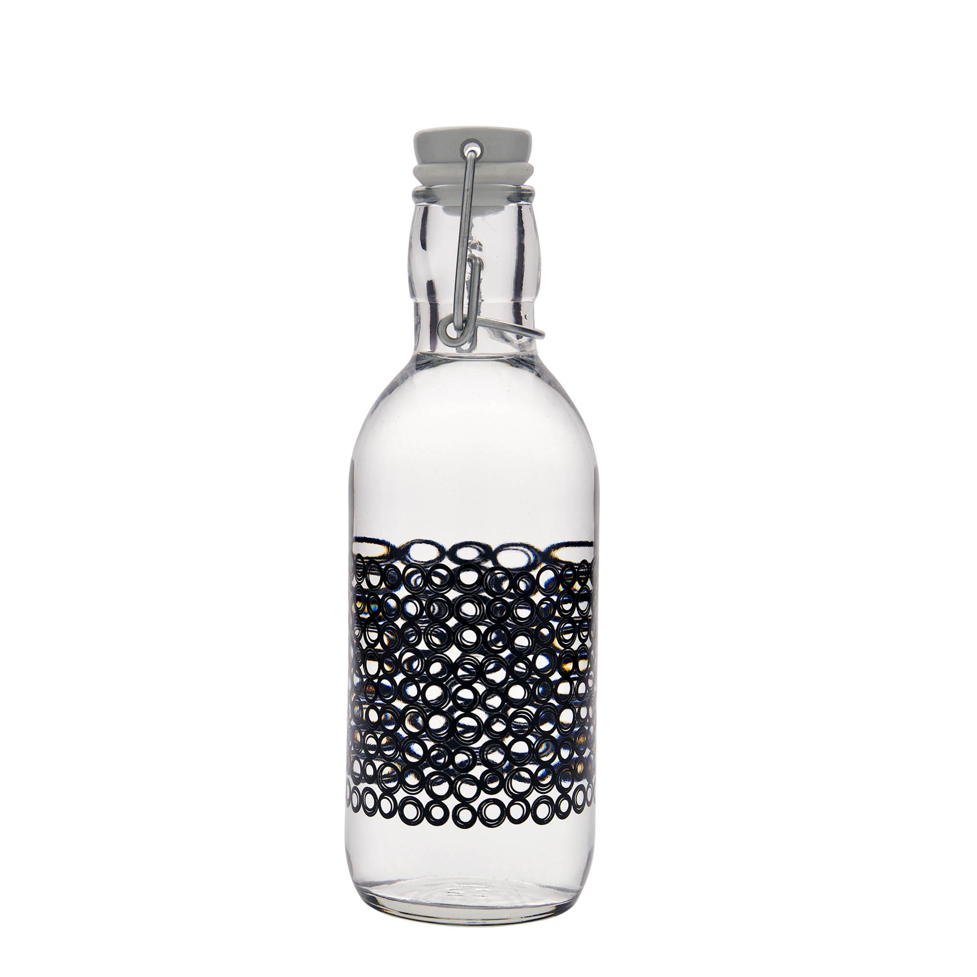 Glazen fles 'Emilia', 500 ml, motief: Circola nero, monding: beugelsluiting