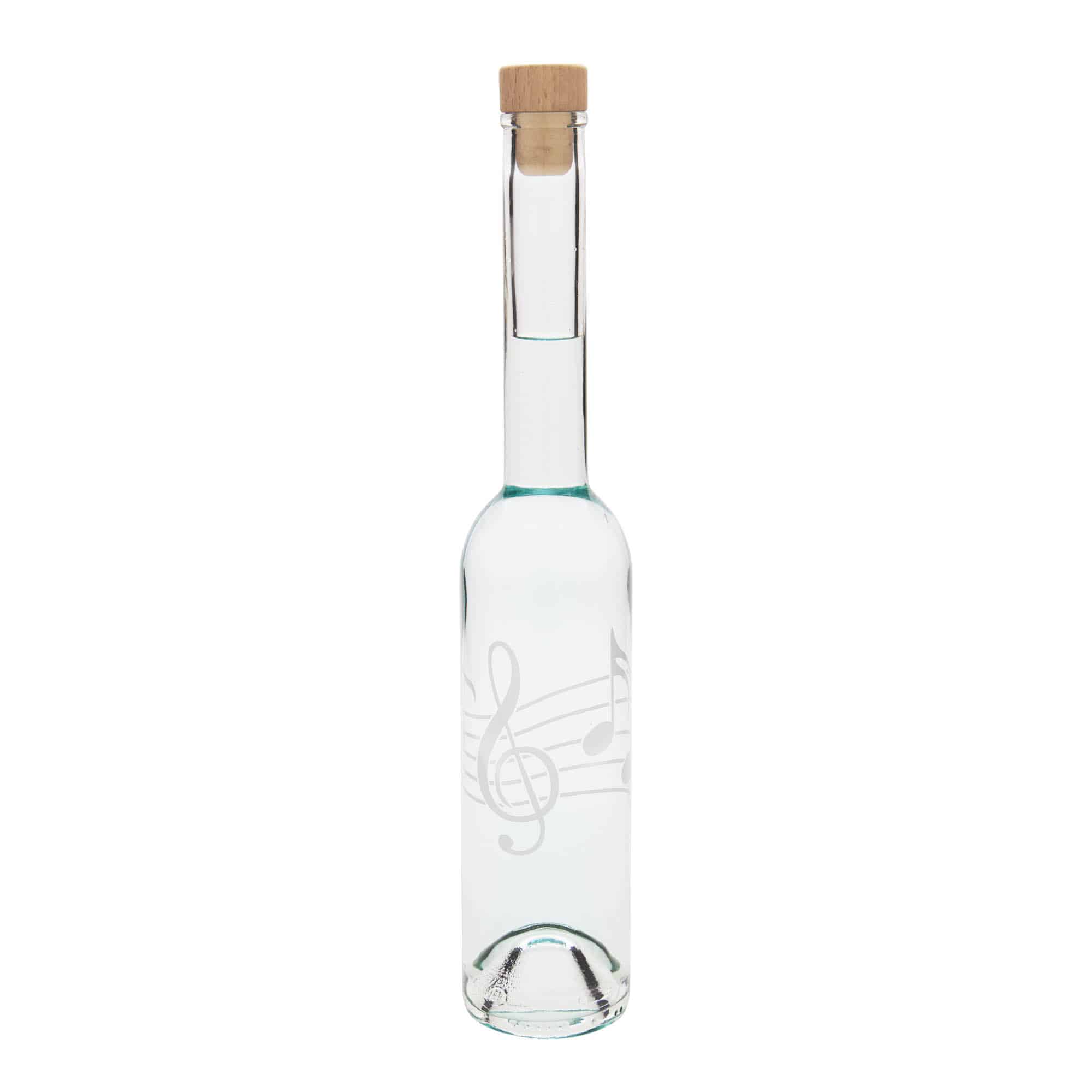 350 ml glazen fles 'Opera', motief: muzieknoten, opening: kurk