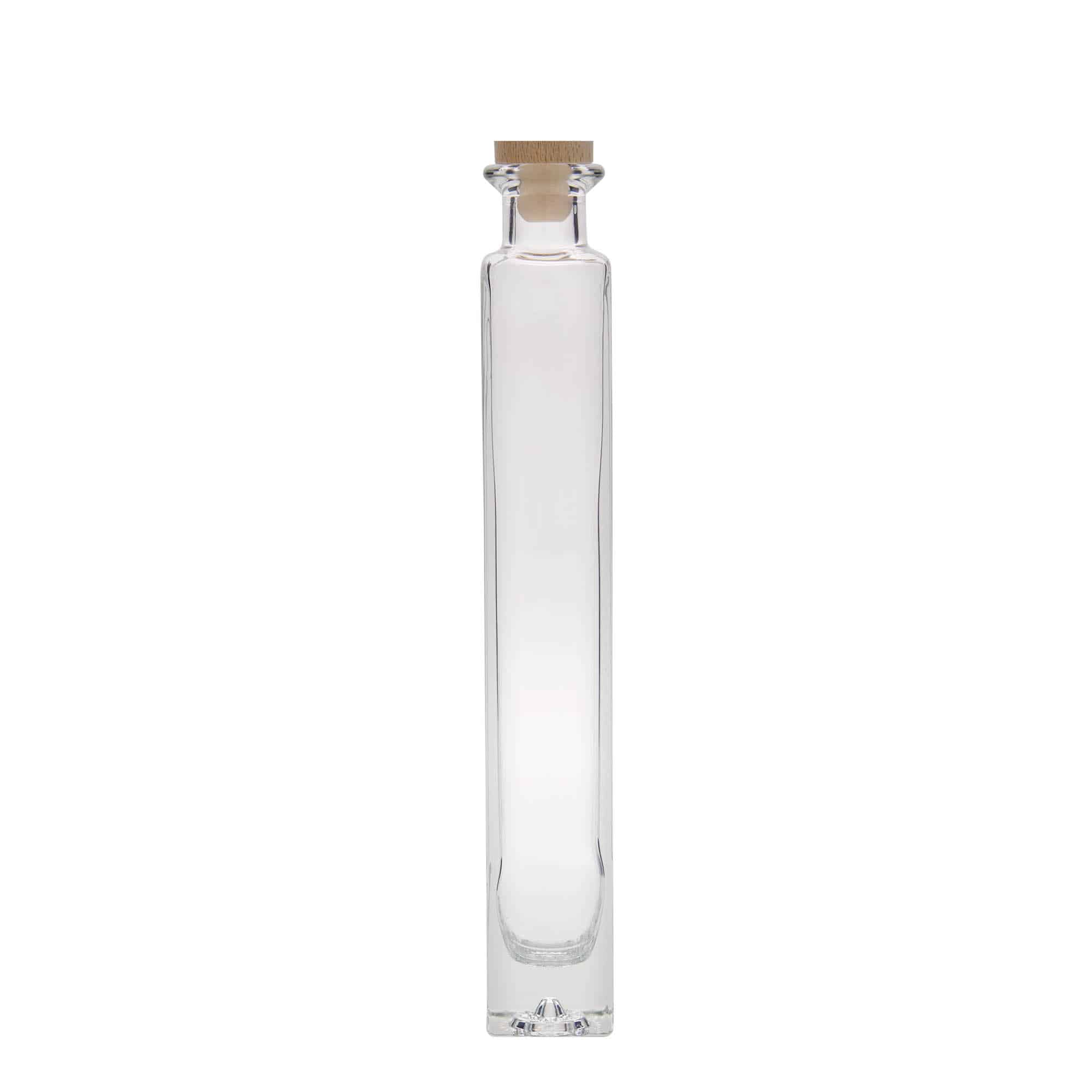 Glazen fles 'Tommy', 200 ml, vierkant, monding: kurk