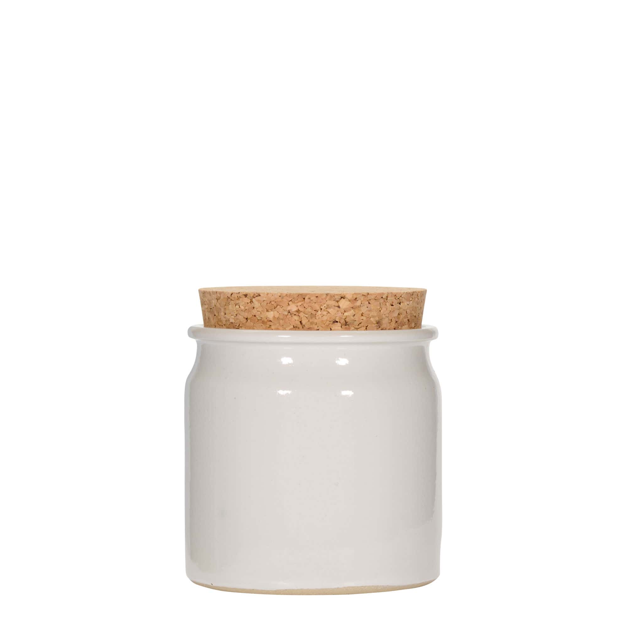 Steengoed pot, 160 ml, keramiek, wit, monding: kurk