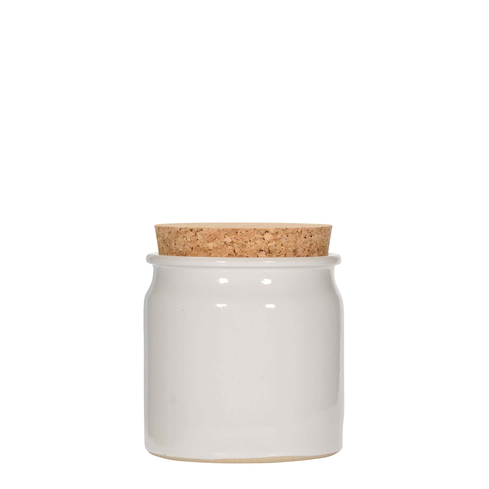 160 ml steengoedpot, keramiek, wit, opening: kurk