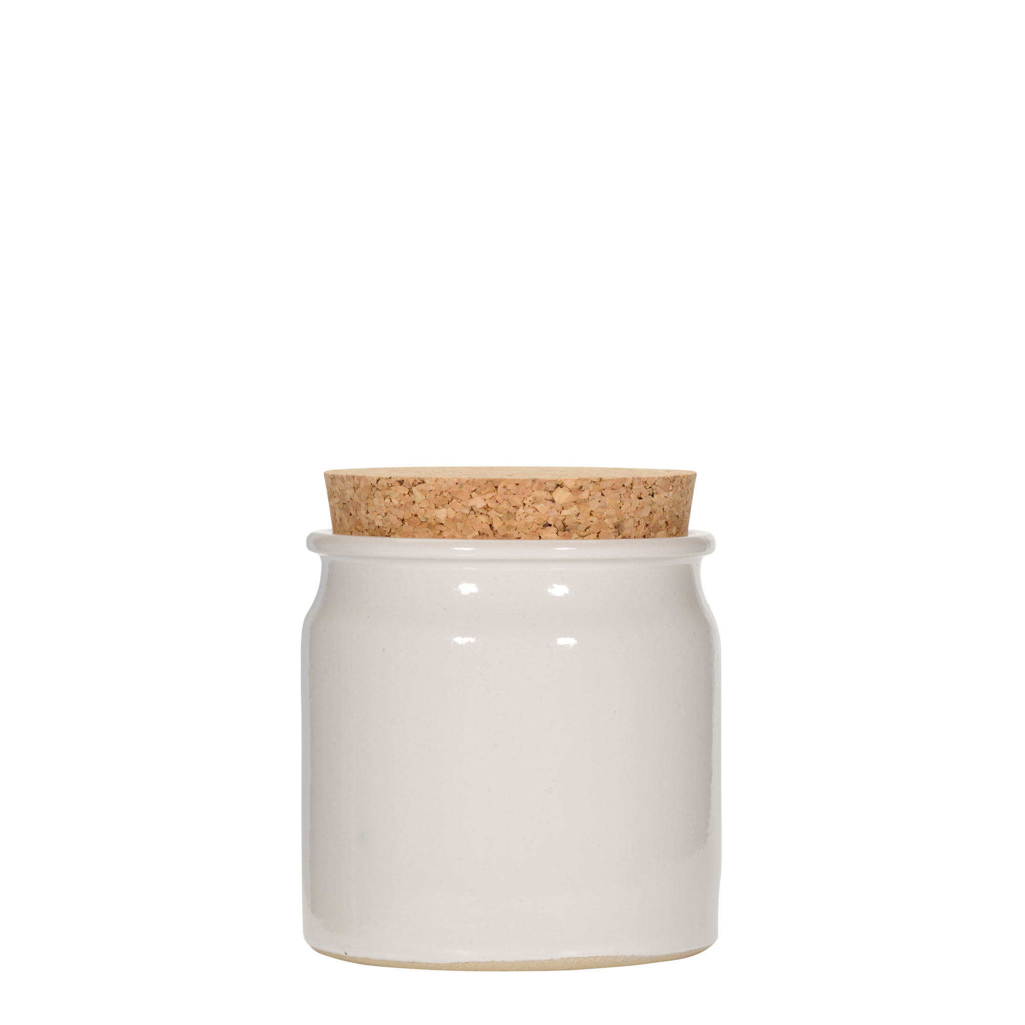 160 ml steengoedpot, keramiek, wit, opening: kurk