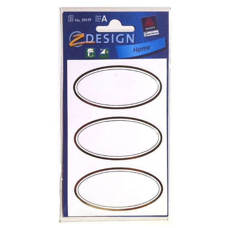 Zweckform etiketten 'Gouden rand', ovaal, papier, wit-goud Zweckform etiketten 'Gouden rand', ovaal, papier, wit-goud