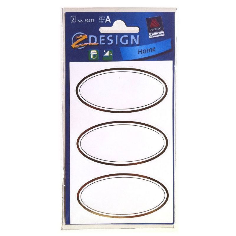 Zweckform etiketten 'Gouden rand', ovaal, papier, wit-goud Zweckform etiketten 'Gouden rand', ovaal, papier, wit-goud
