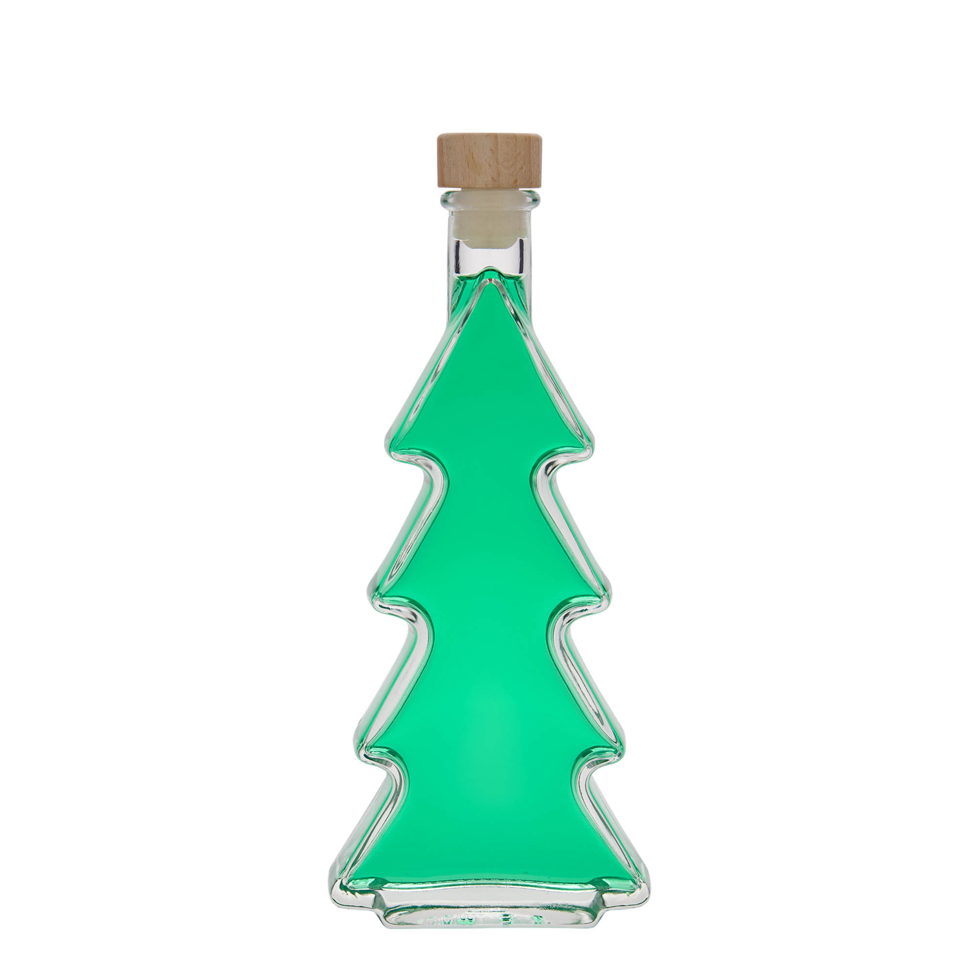 200 ml glazen fles 'Kerstboom', opening: kurk
