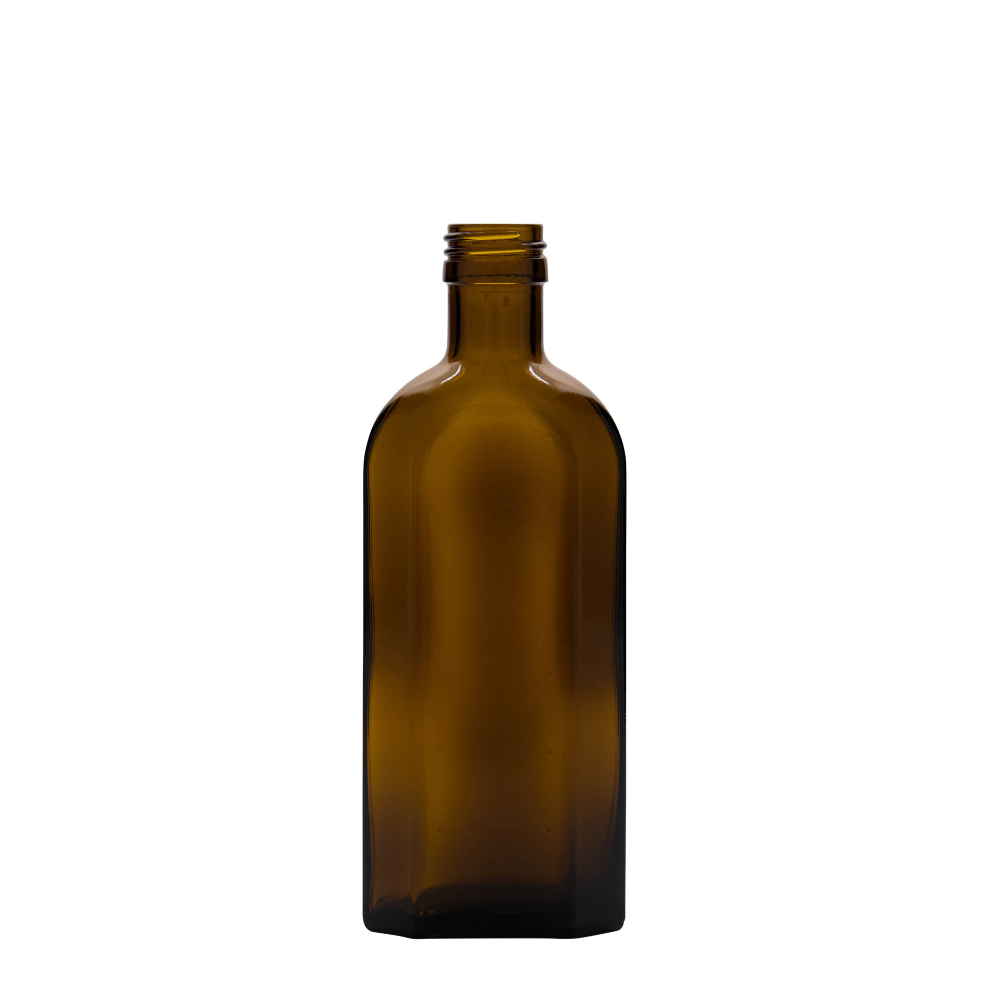 250 ml medicijnfles Meplat, ovaal, glas, bruin, opening: PP 28