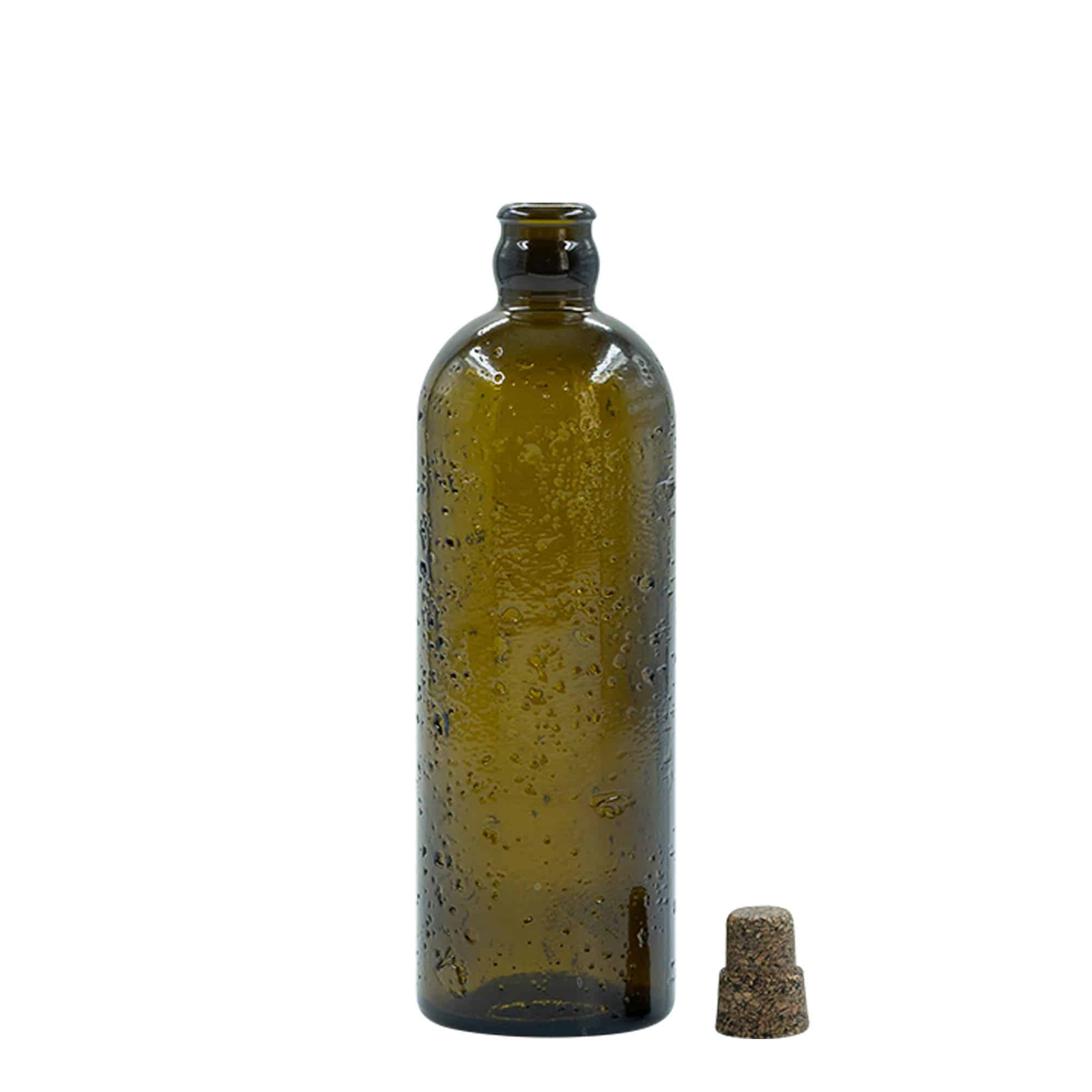 Wildly Crafted Glazen fles 'Bobber Jr', 500 ml, bruin, monding: kurk