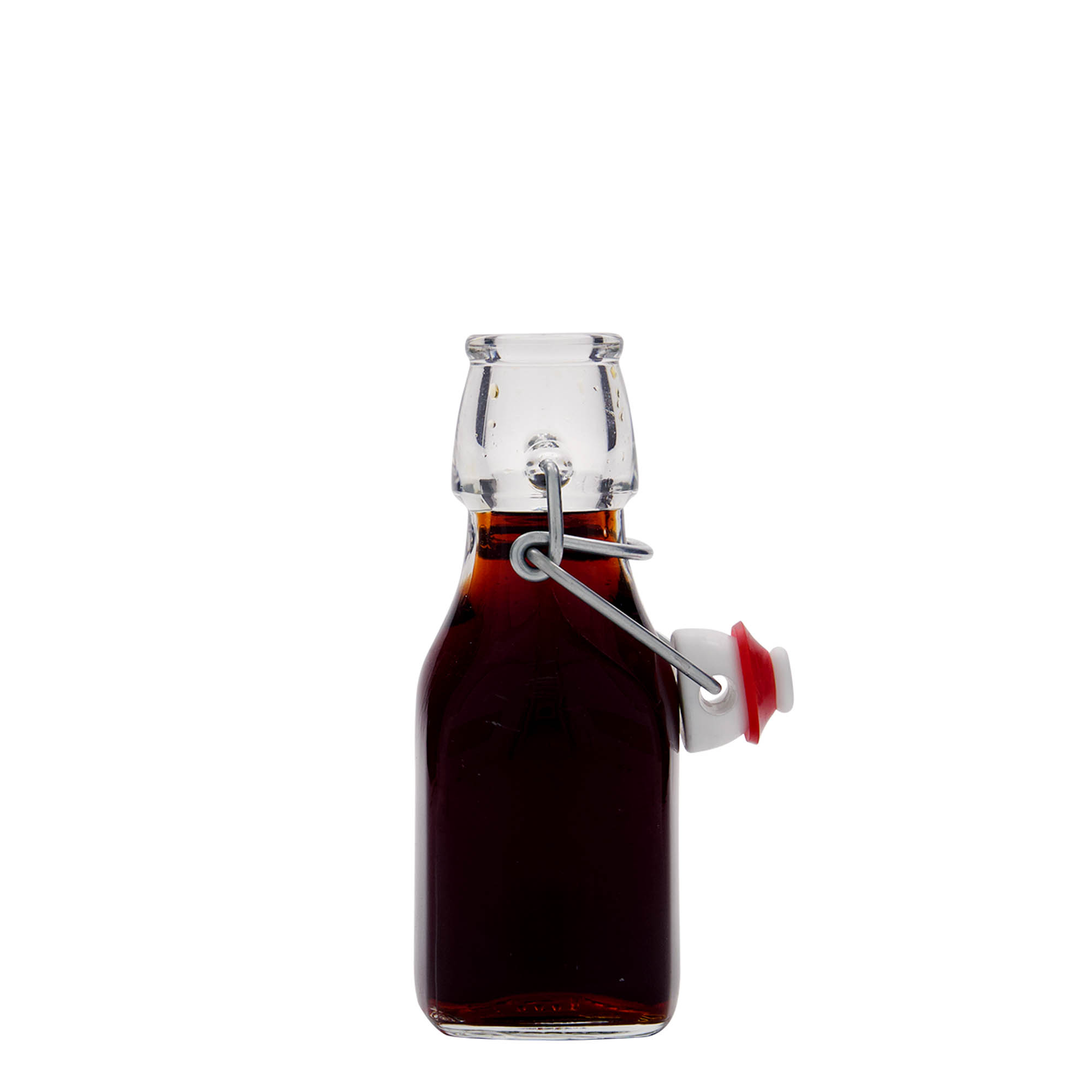 125 ml glazen fles 'Swing', vierkant, opening: beugelsluiting
