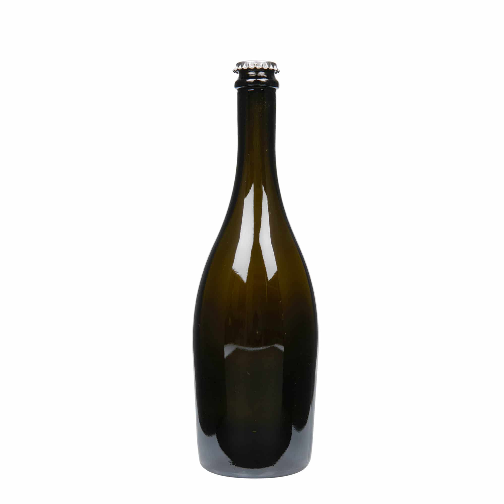 750 ml mousserende wijnfles 'Carmen', glas, antiekgroen, hals: kroonkurk