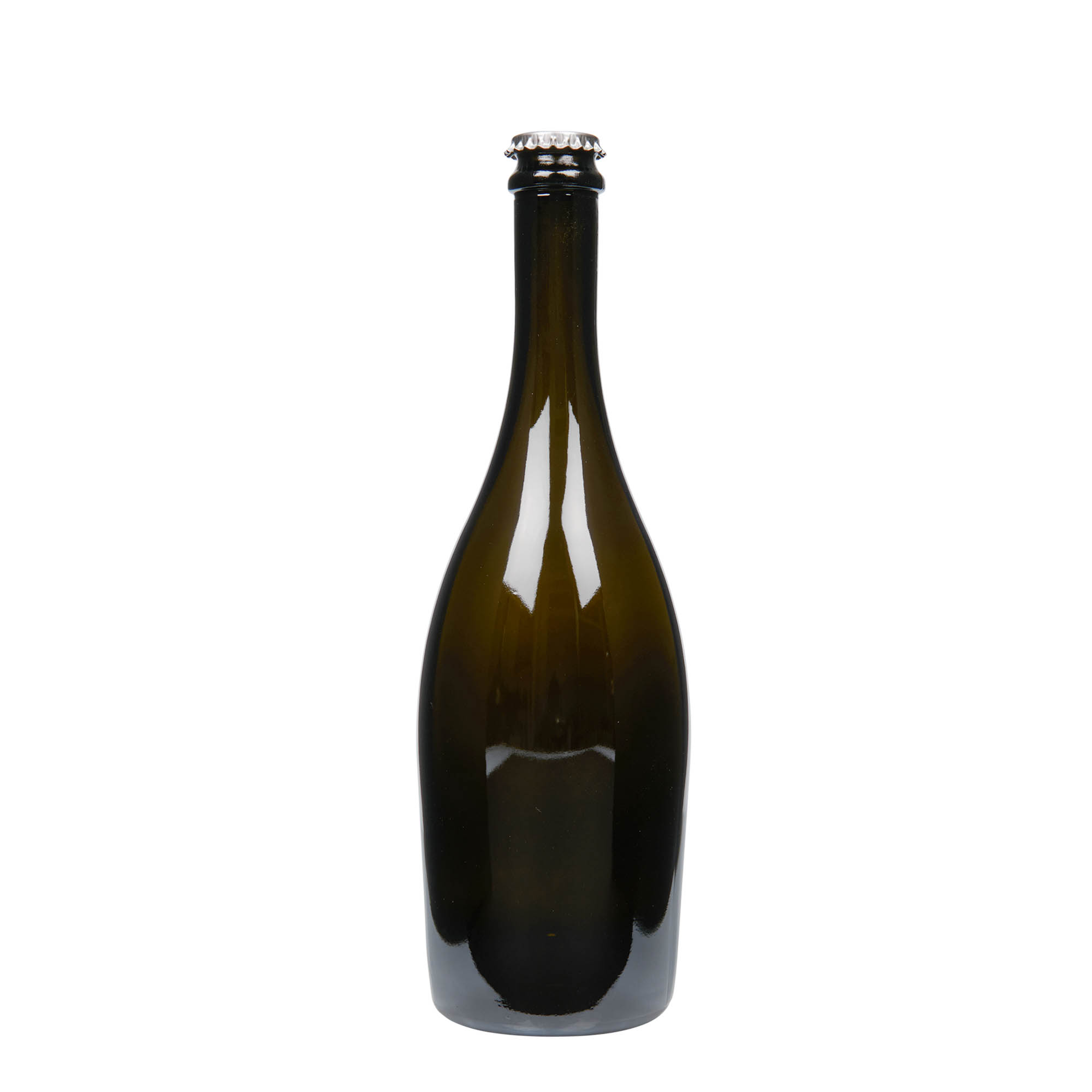 750 ml mousserende wijnfles 'Carmen', glas, antiekgroen, hals: kroonkurk