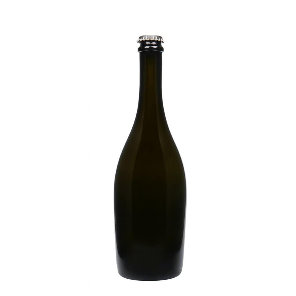 750 ml mousserende wijnfles 'Carmen', glas, antiekgroen, hals: kroonkurk
