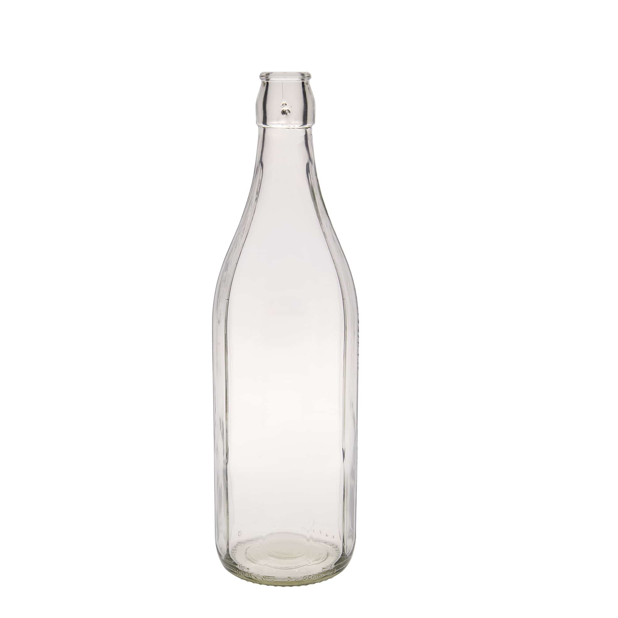 1.000 ml glazen fles 'Bravo' #, tienhoekig, mondstuk: beugelverschluss