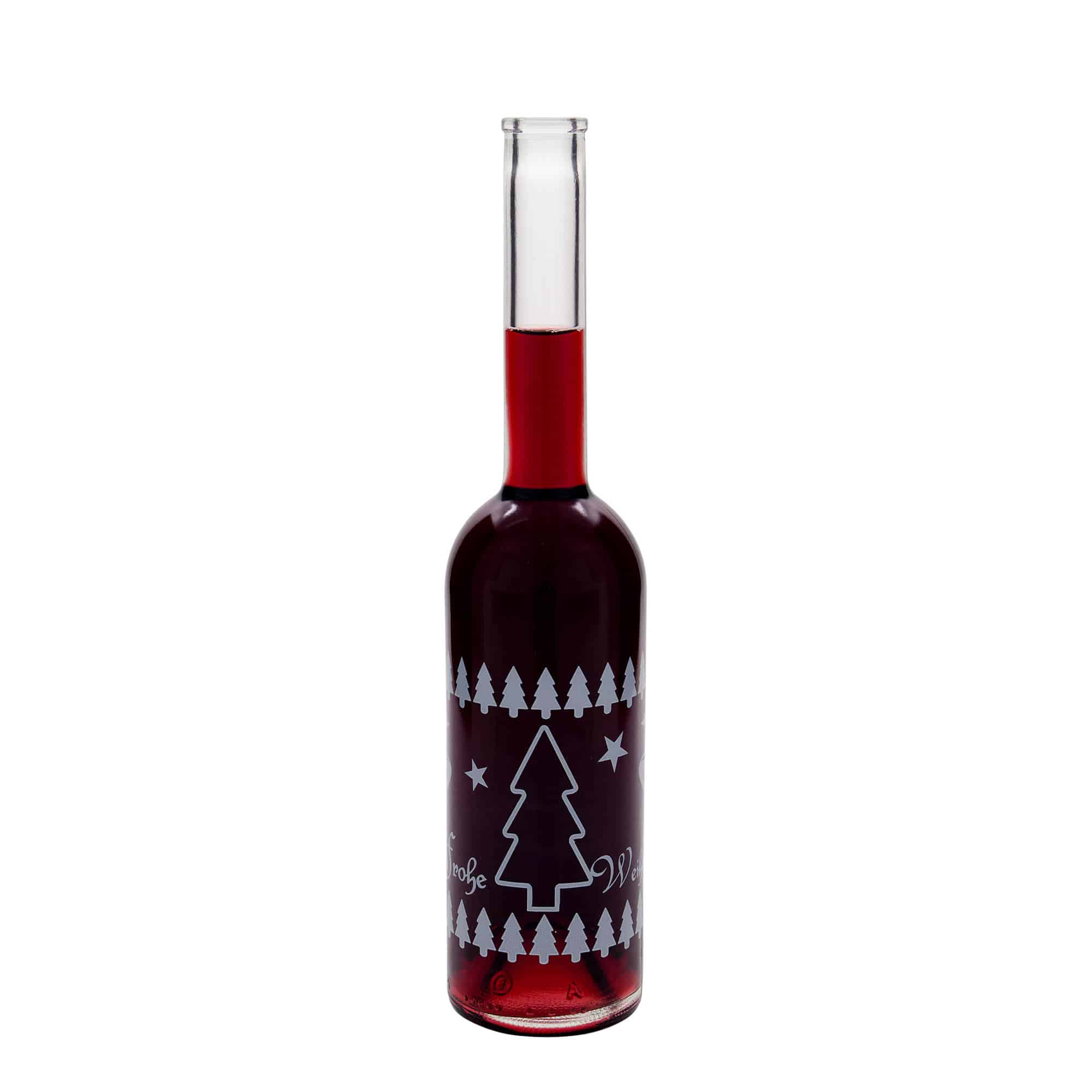 500 ml glazen fles 'Opera', motief: klassieke kerst, hals: kurk