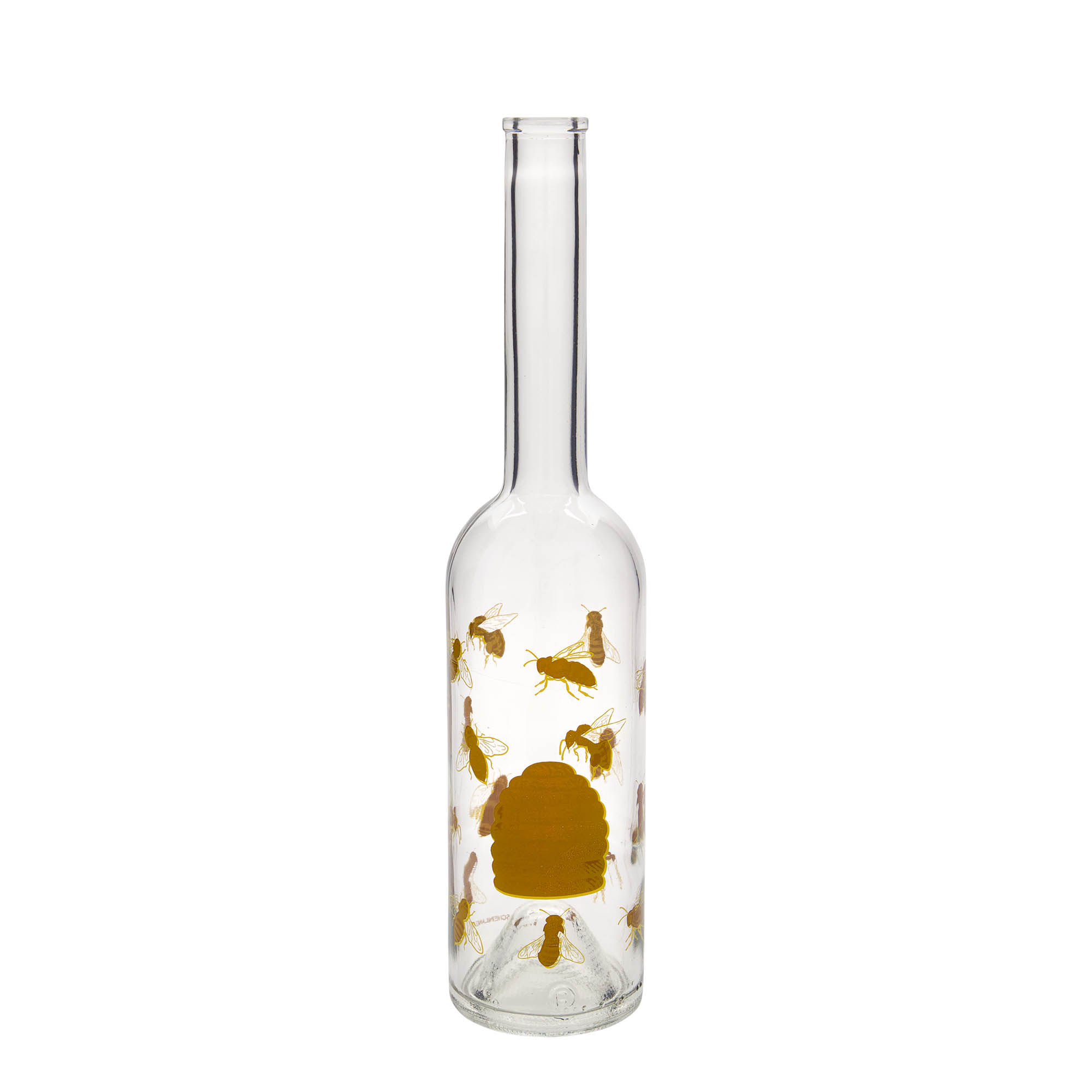 500 ml glazen fles 'Opera', motief: bijen, hals: kurk 500 ml glazen fles 'Opera', motief: bijen, hals: kurk