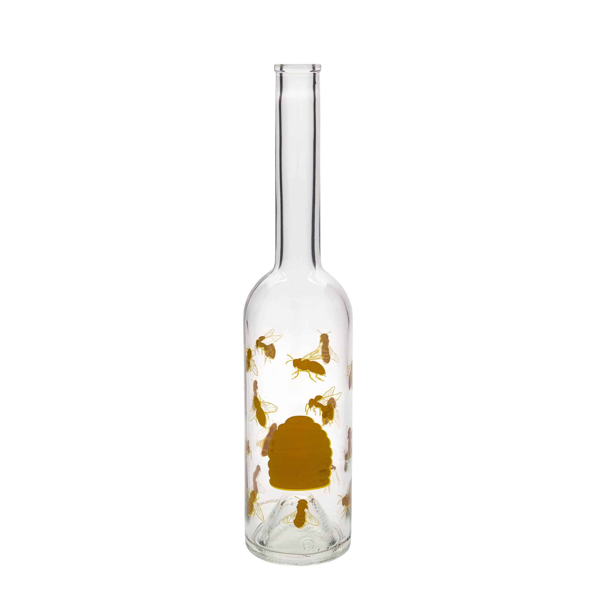 500 ml glazen fles 'Opera', motief: bijen, hals: kurk