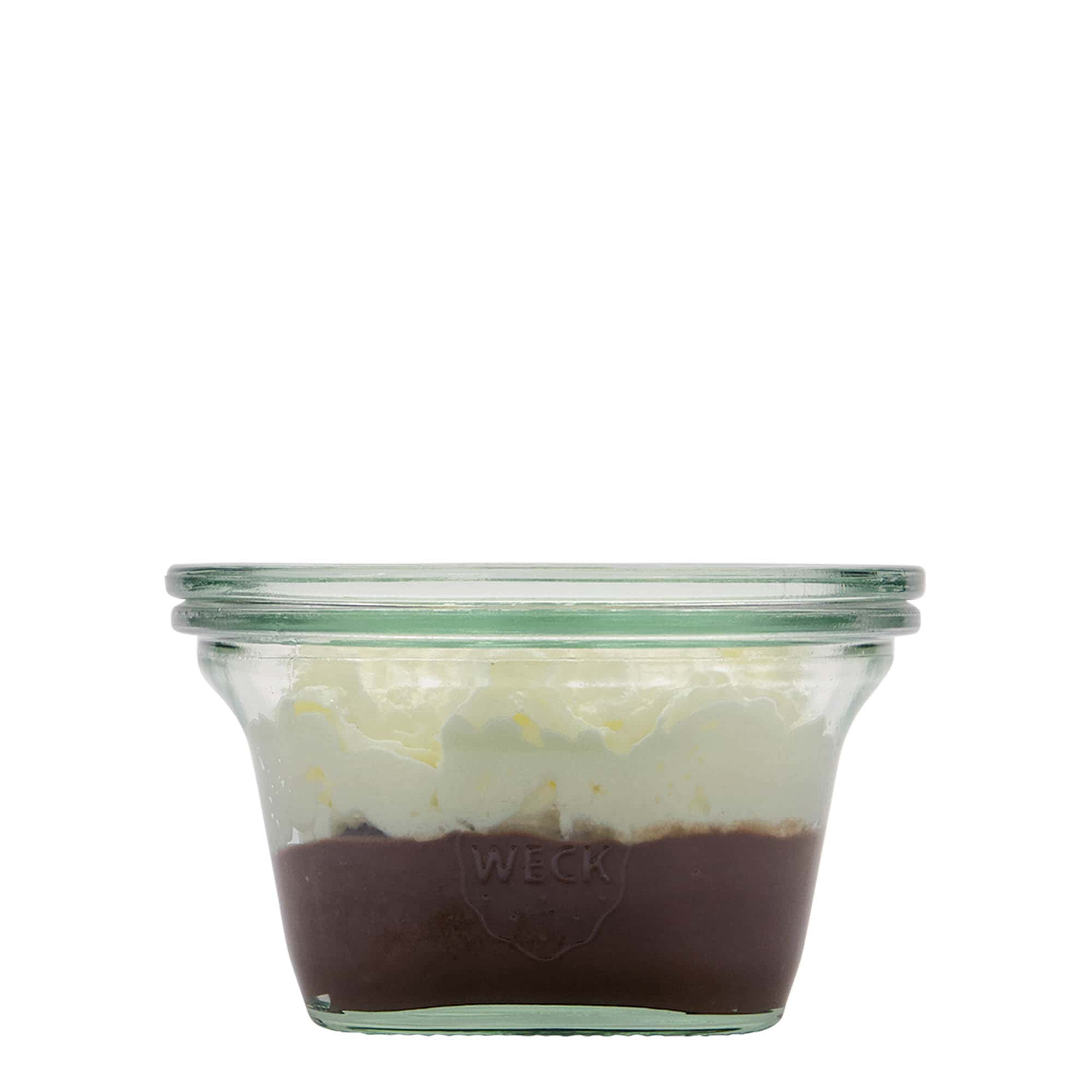 290 ml WECK-Quadroglas, vierkant, opening: ronde rand
