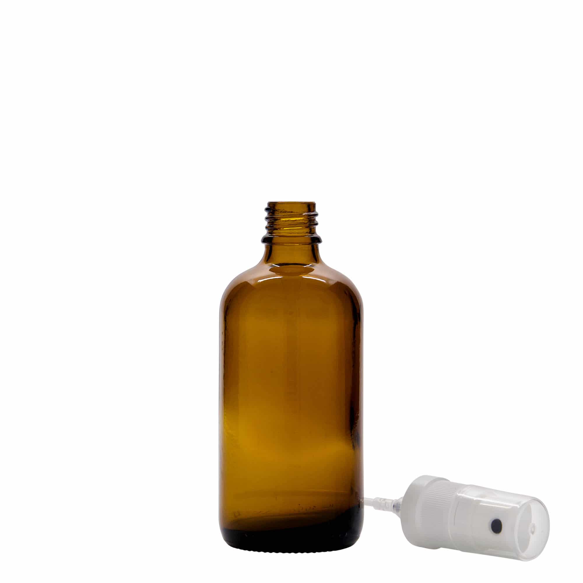 100 ml spuitfles medicijn, glas, bruin, opening: DIN 18