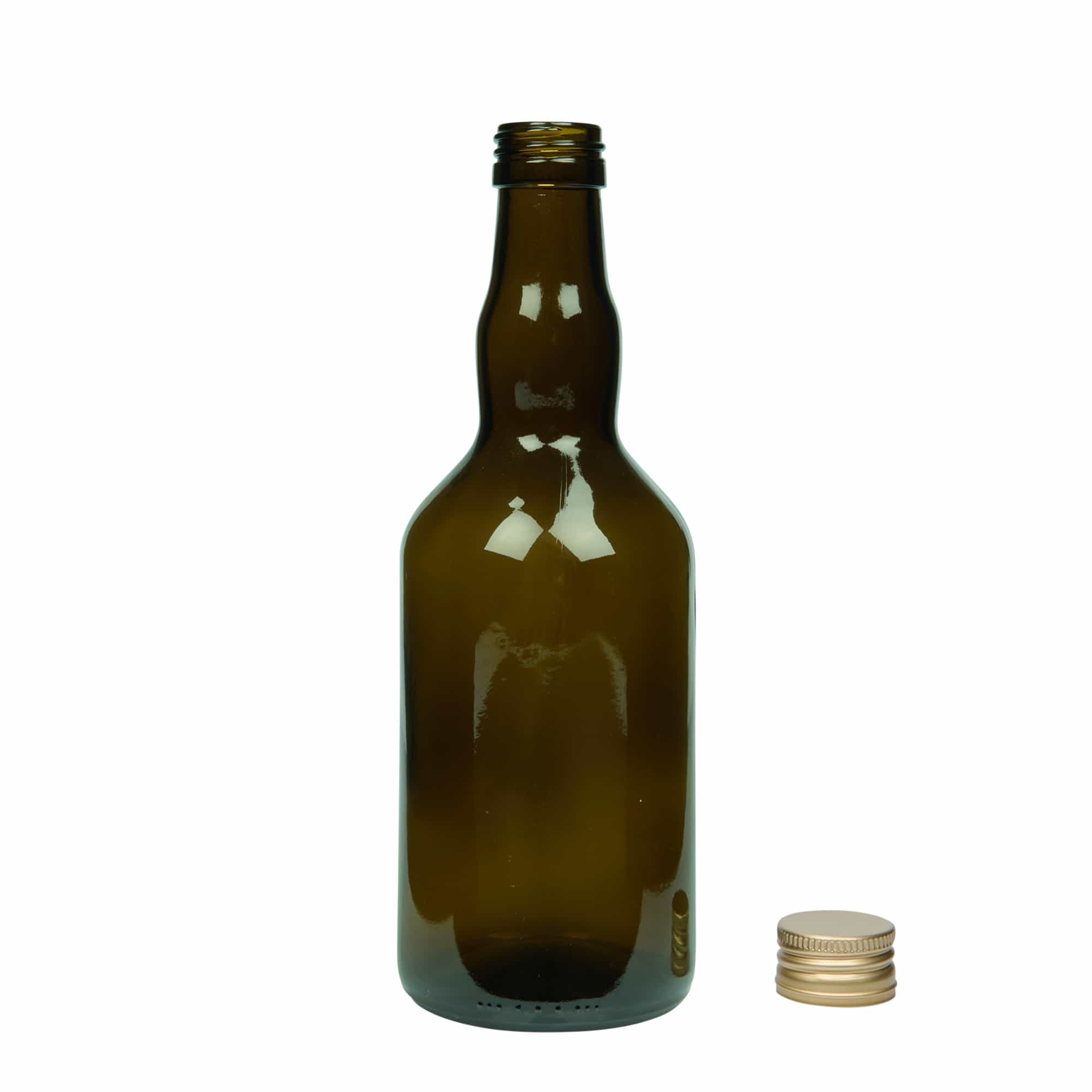 500 ml glazen fles 'Olona', antiekgroen, monding: PP 31,5