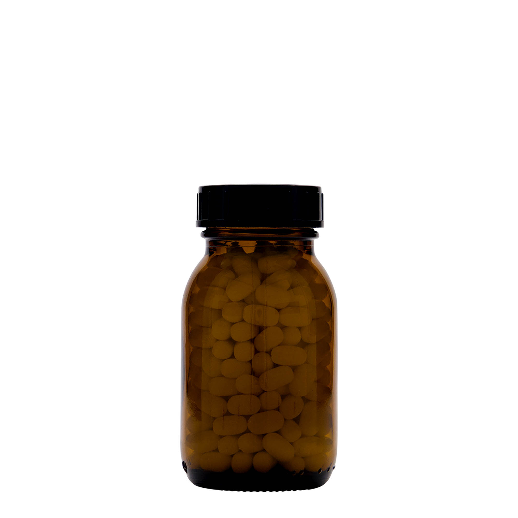 125 ml bredehalsglas, bruin, opening: DIN 40 125 ml bredehalsglas, bruin, opening: DIN 40