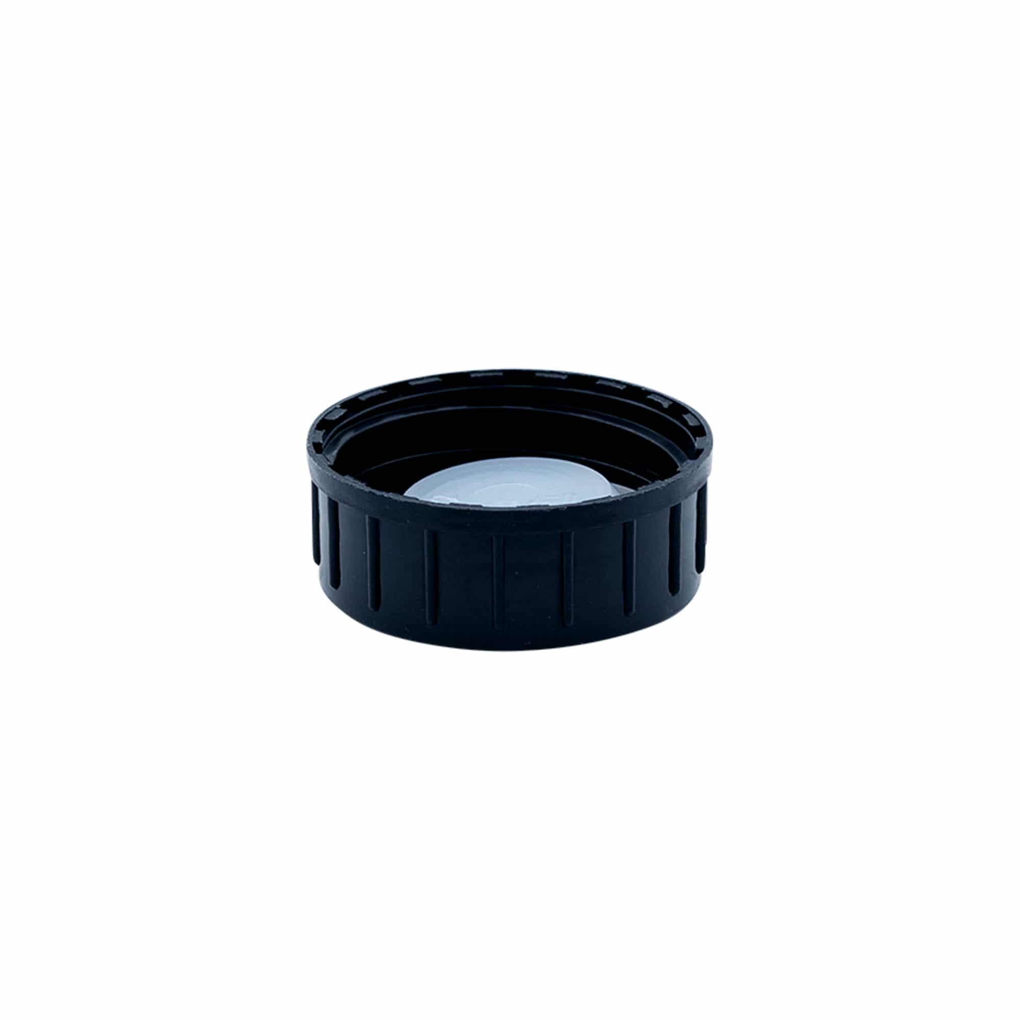 Schroefdop, PP-kunststof, zwart, voor opening: DIN 32 Schroefdop, PP-kunststof, zwart, voor opening: DIN 32