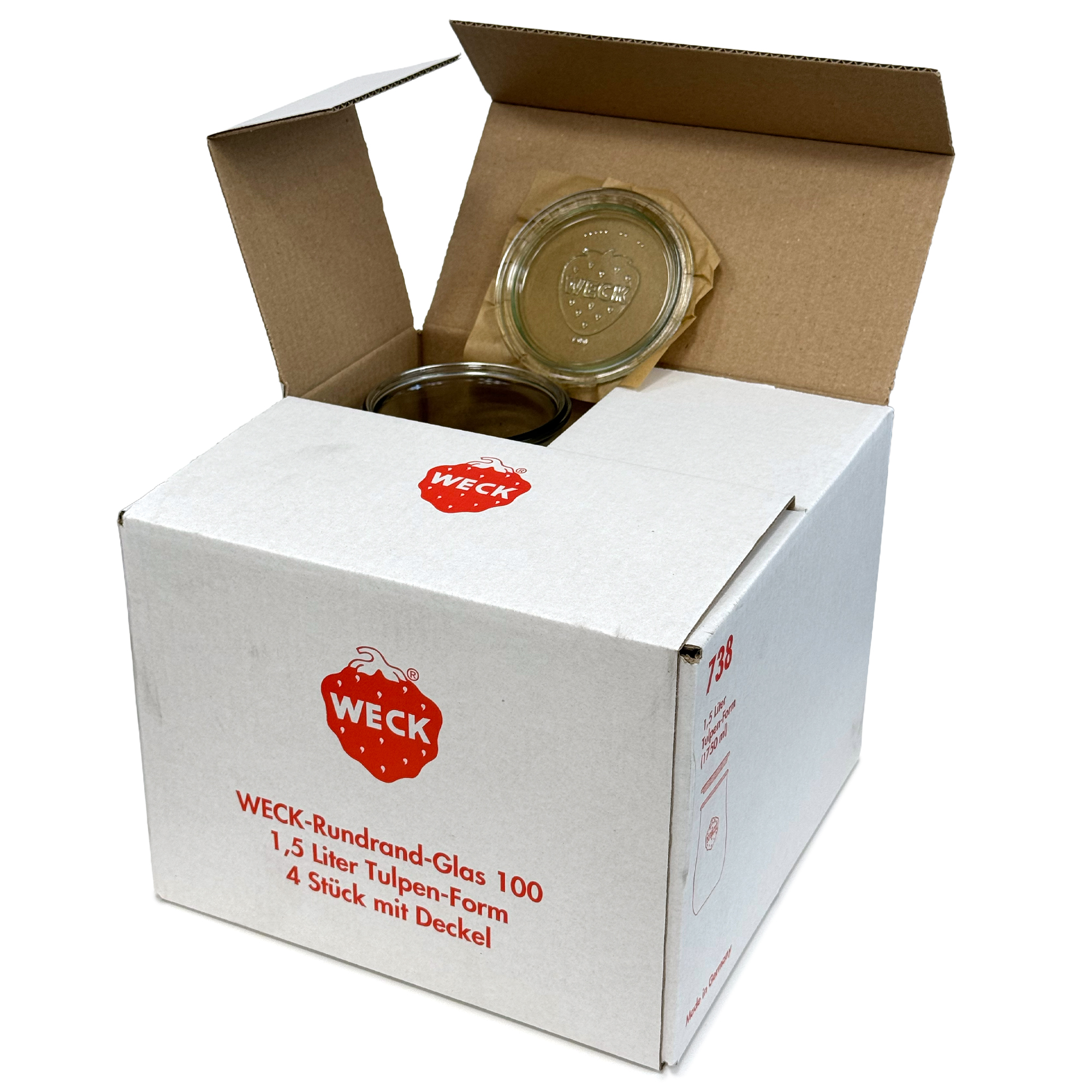 4x 1750 ml WECK-tulpenpot met glazen deksel RR 100