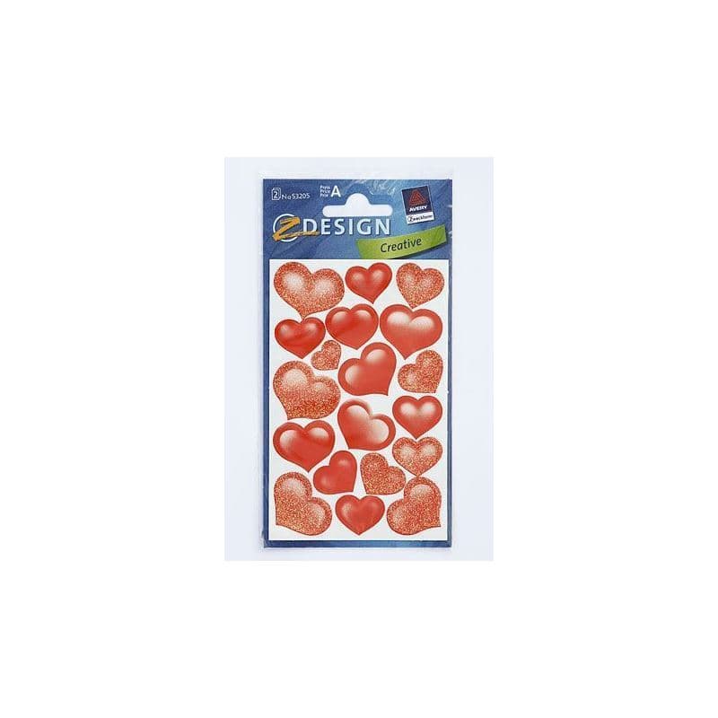 Zweckform Sticker 'Glitterhartjes', hart, papier, rood