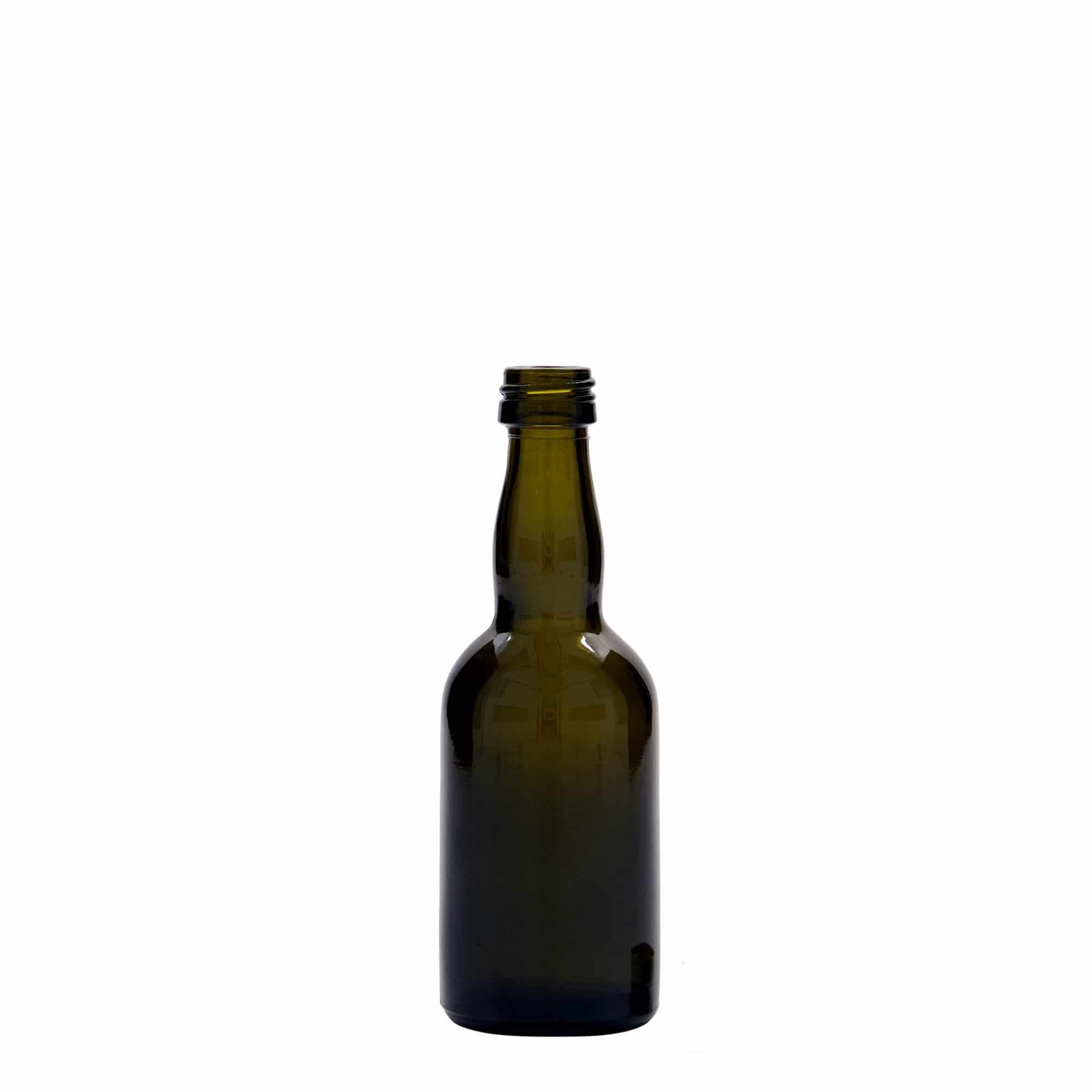 50 ml glazen fles 'Proba', antiekgroen, mondstuk: PP 18