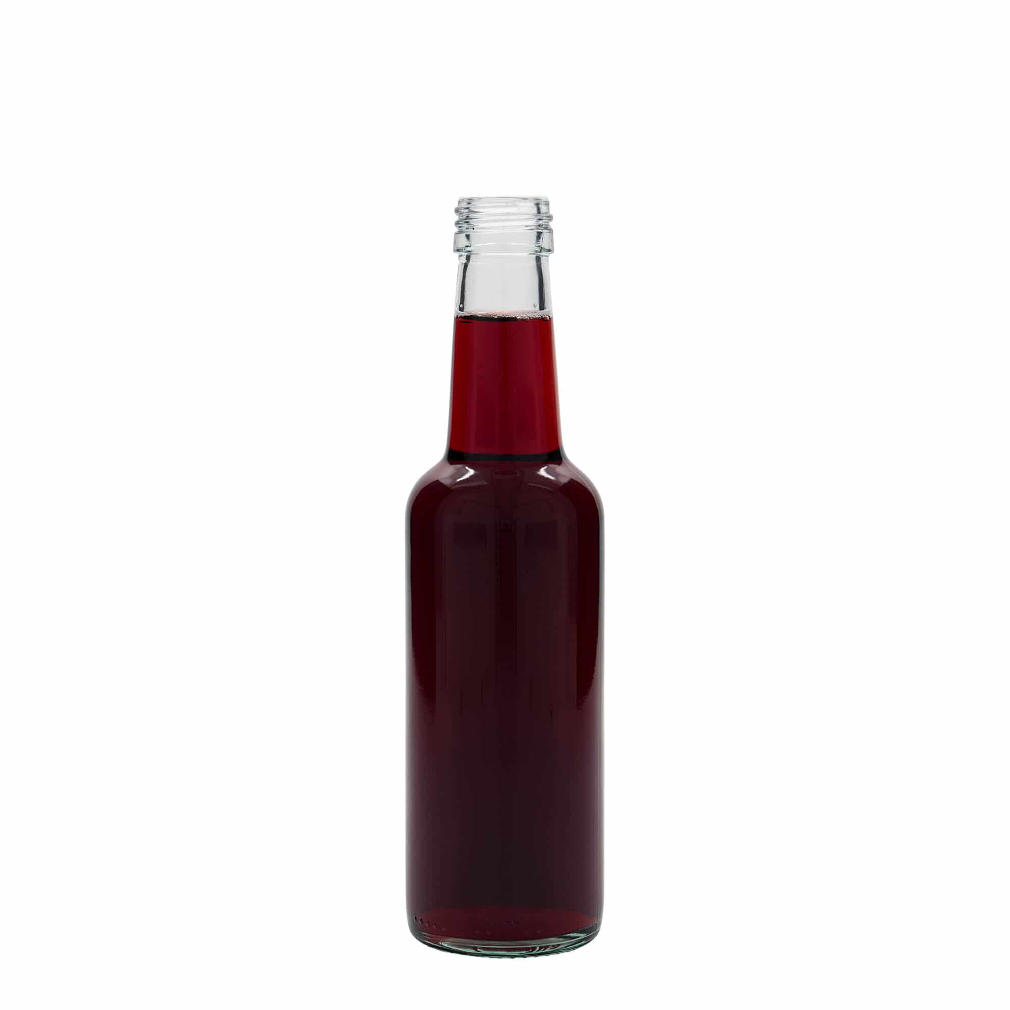 250 ml glazen fles met rechte hals, opening: PP 28 250 ml glazen fles met rechte hals, opening: PP 28