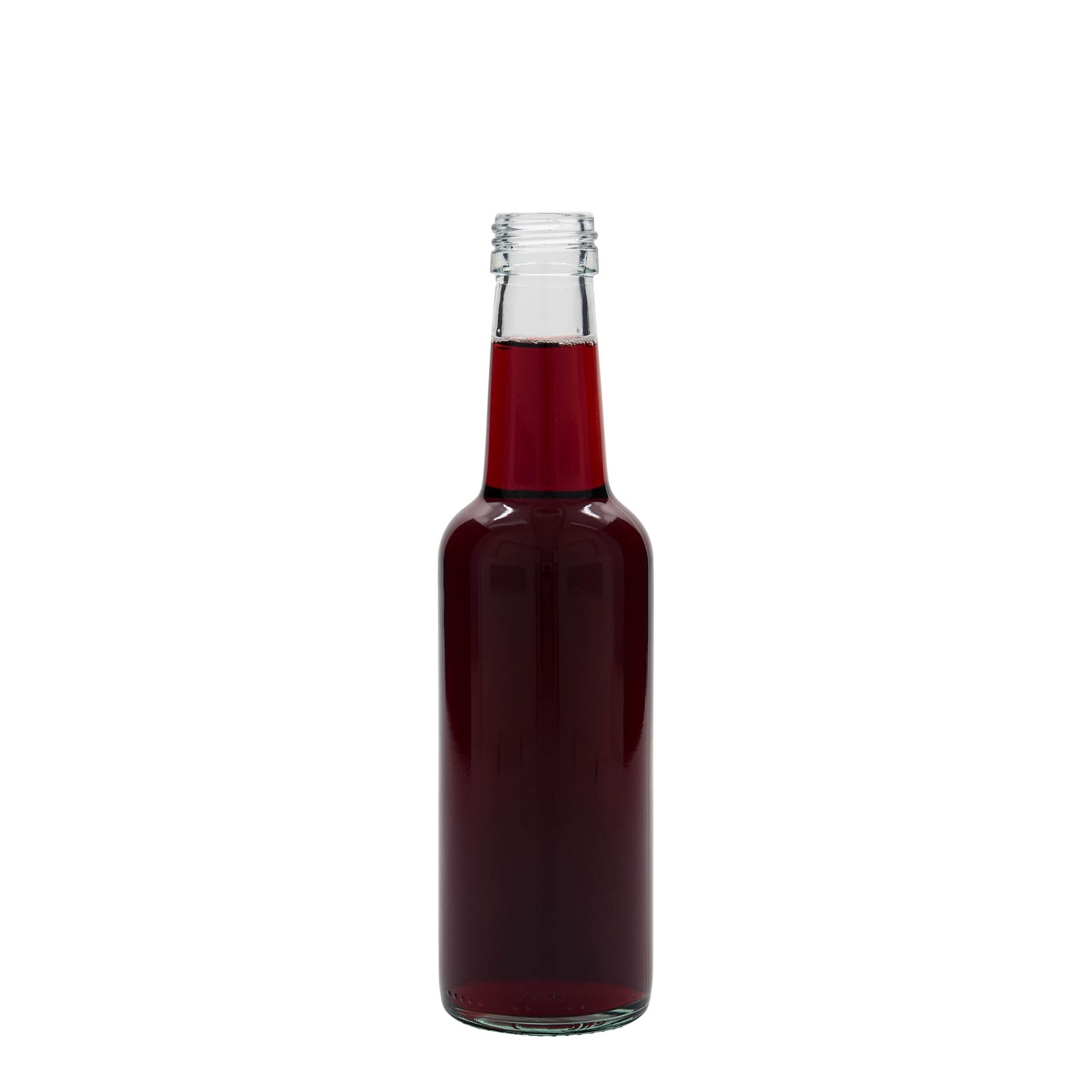 250 ml glazen fles met rechte hals, opening: PP 28 250 ml glazen fles met rechte hals, opening: PP 28