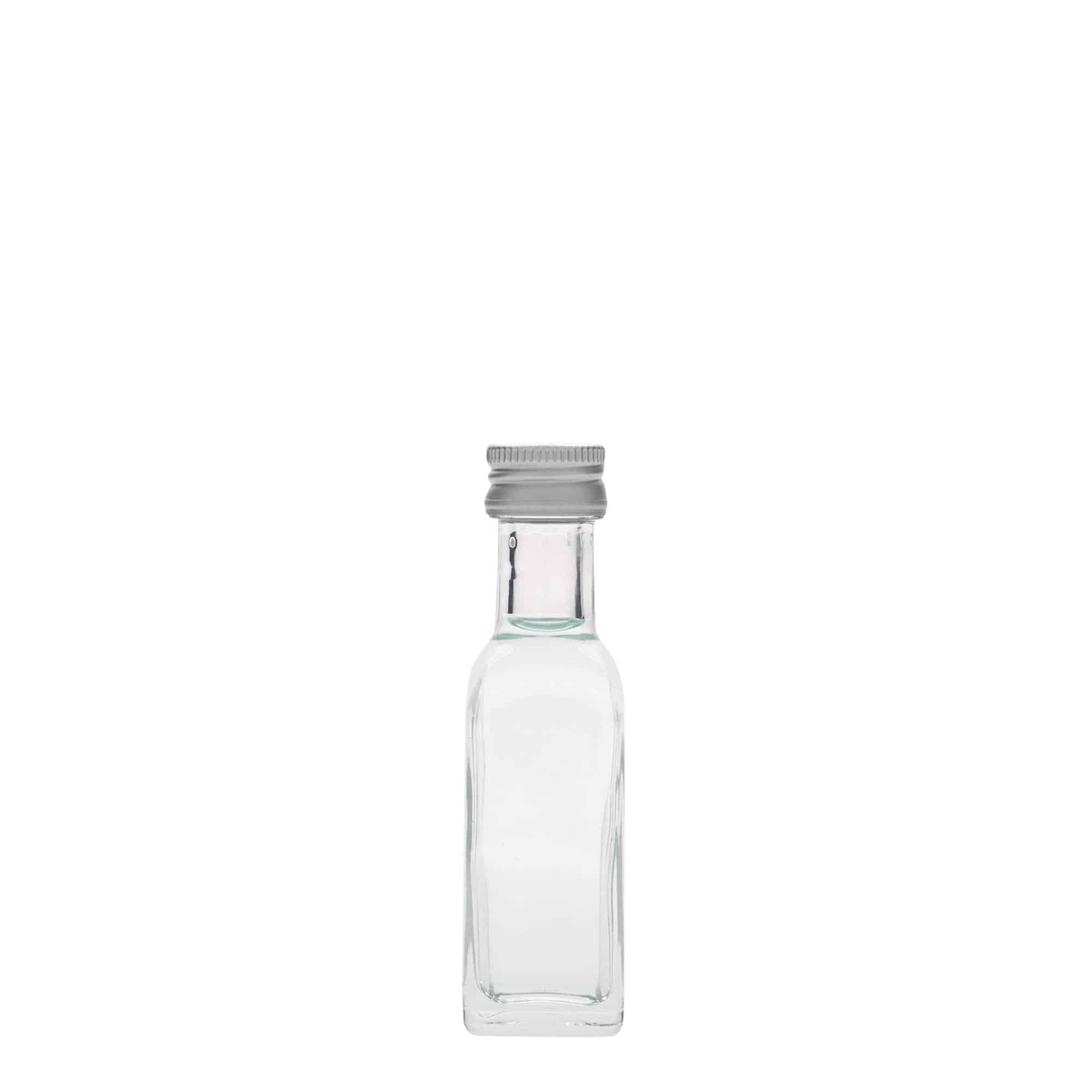 Glazen fles 'Marasca', 20 ml, vierkant, monding: PP 18