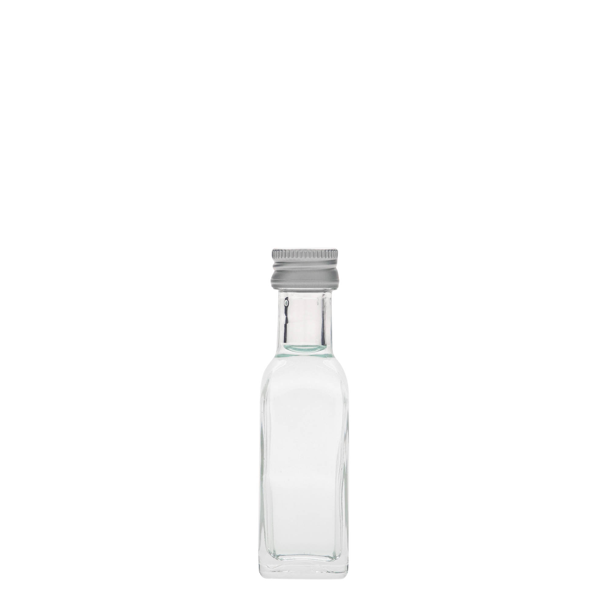 20 ml glazen fles 'Marasca', vierkant, opening: PP 18 20 ml glazen fles 'Marasca', vierkant, opening: PP 18
