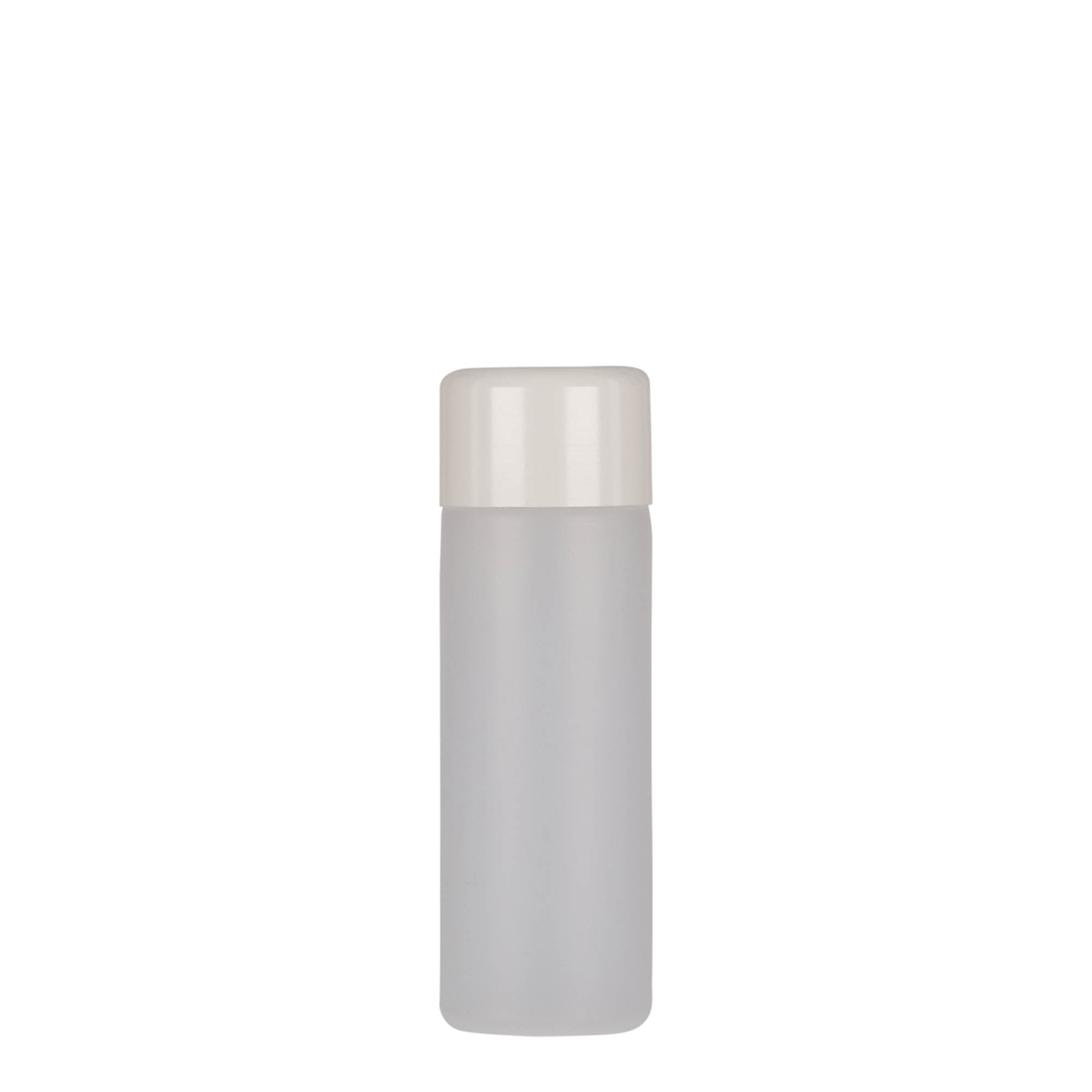 50 ml ronde fles, PE-kunststof, naturel, opening: schroefdop