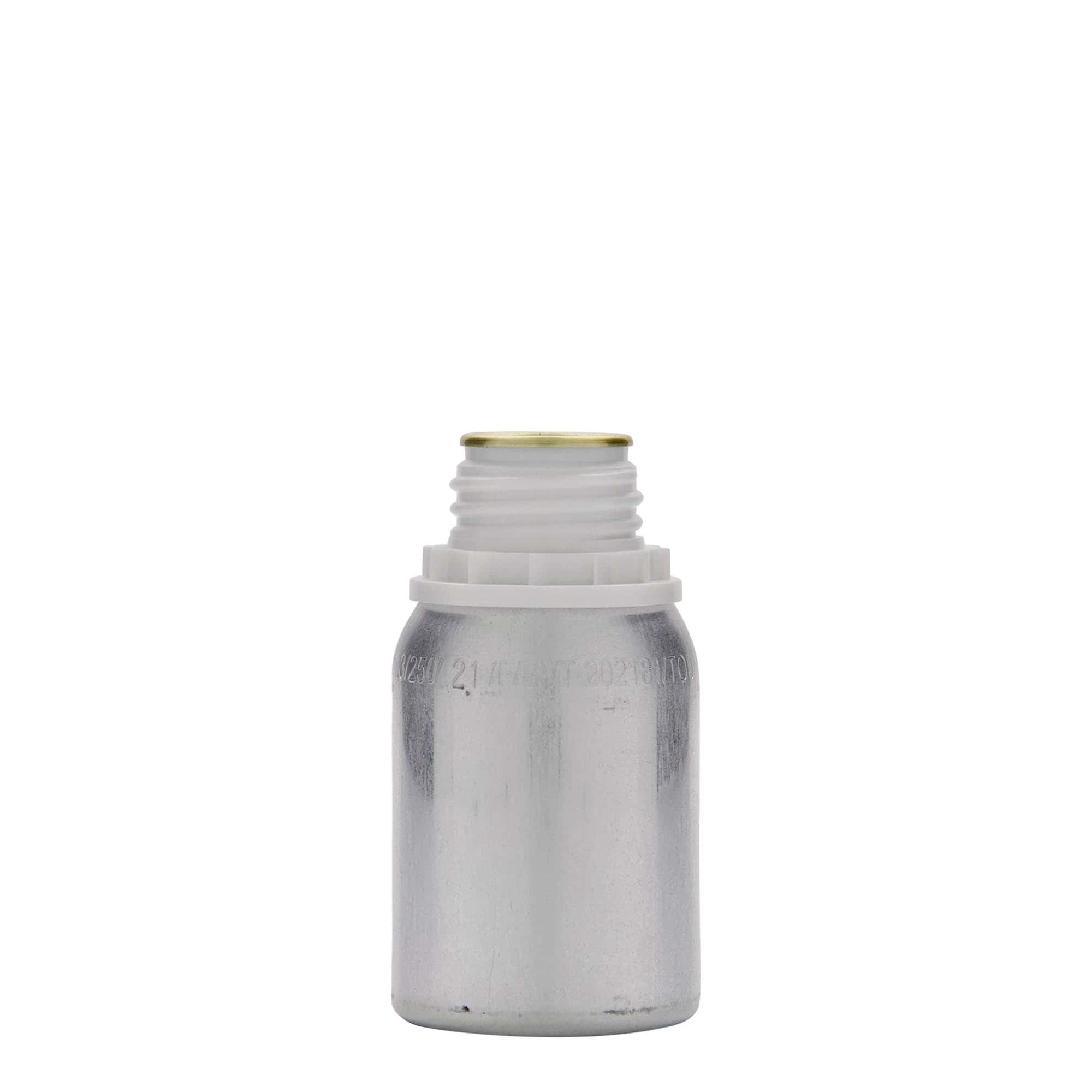 125 ml aluminiumfles, metaal, zilver, opening: DIN 32