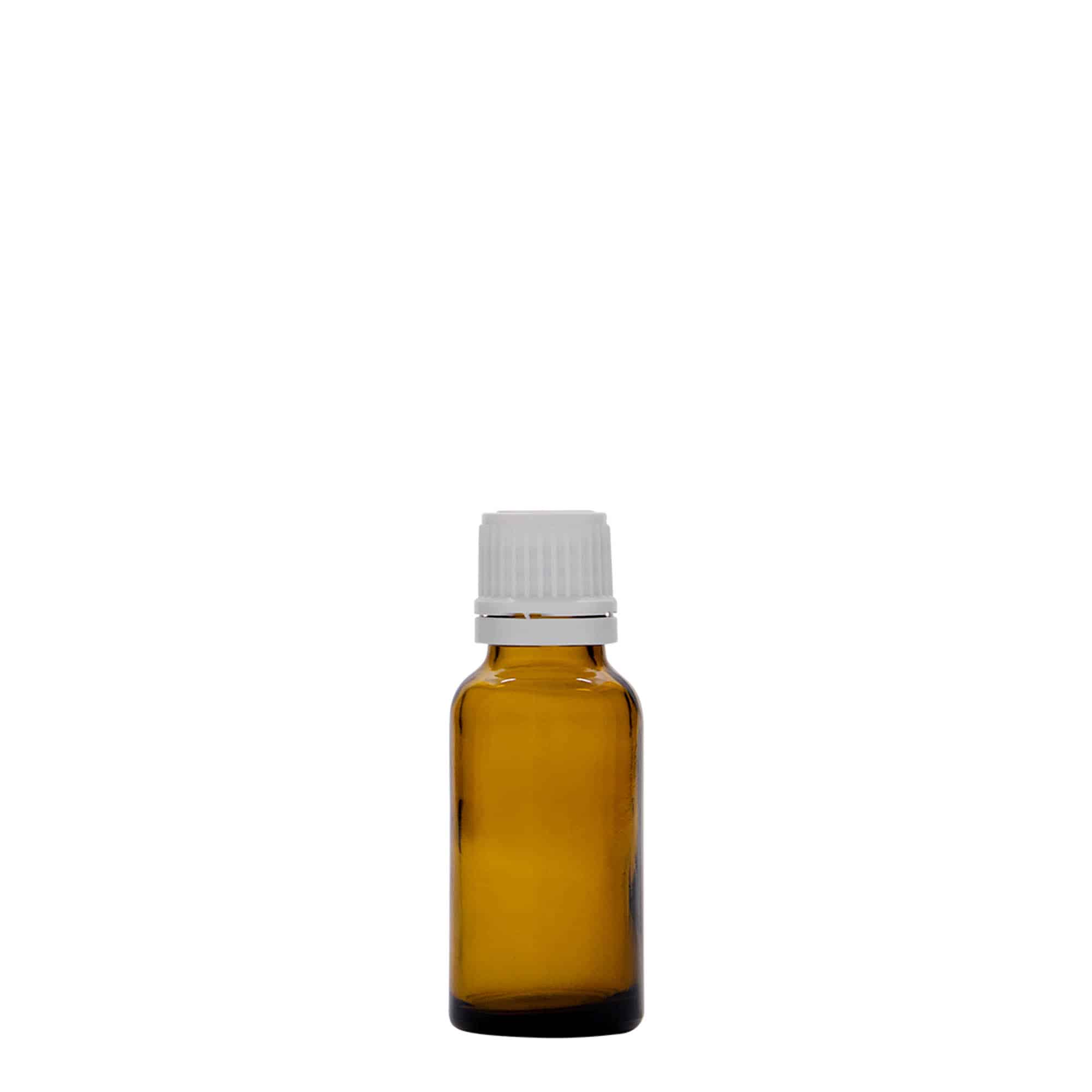20 ml medicijnflesje, bruin glas, opening: DIN 18