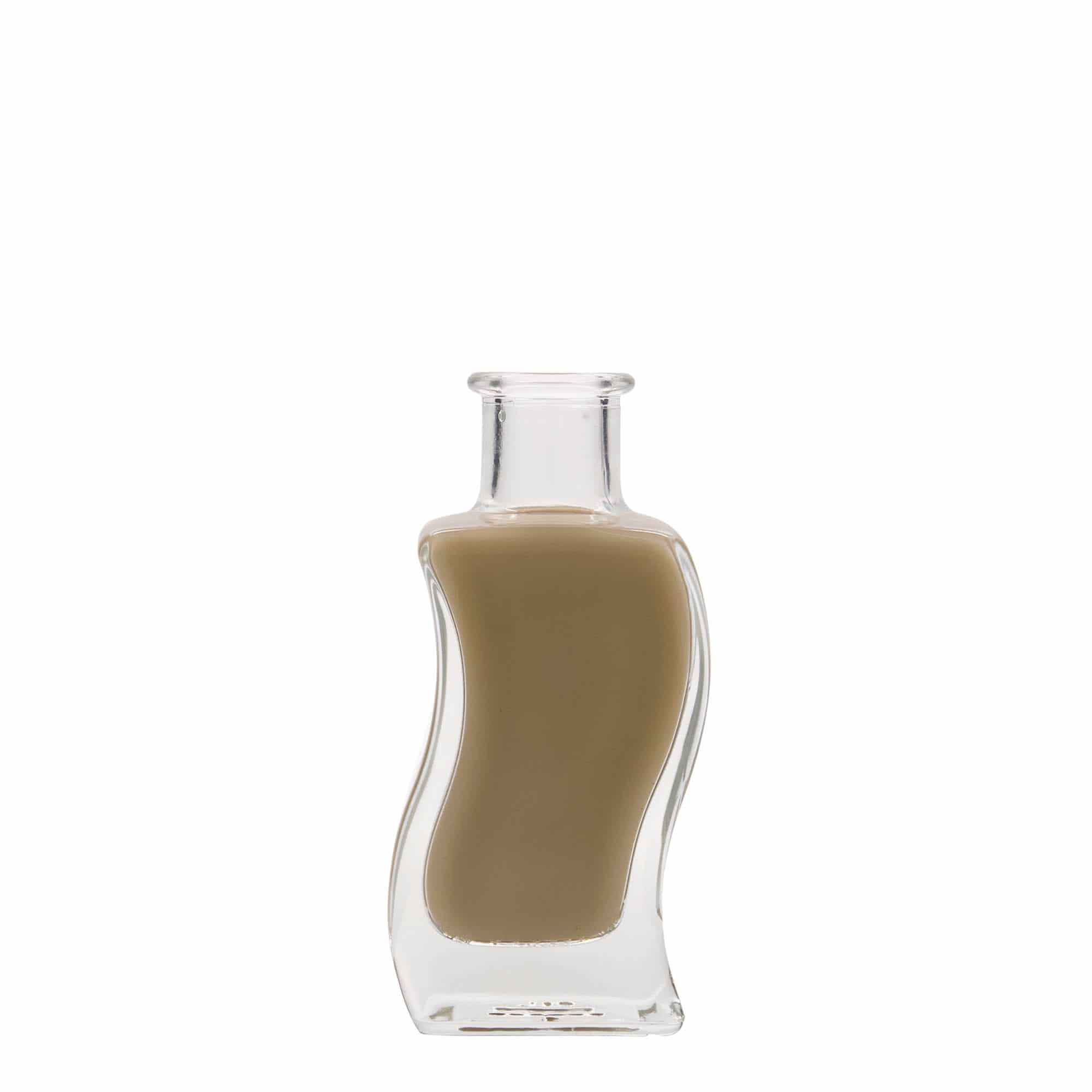 Glazen fles 'Golf', 100 ml, vierkant, monding: kurk