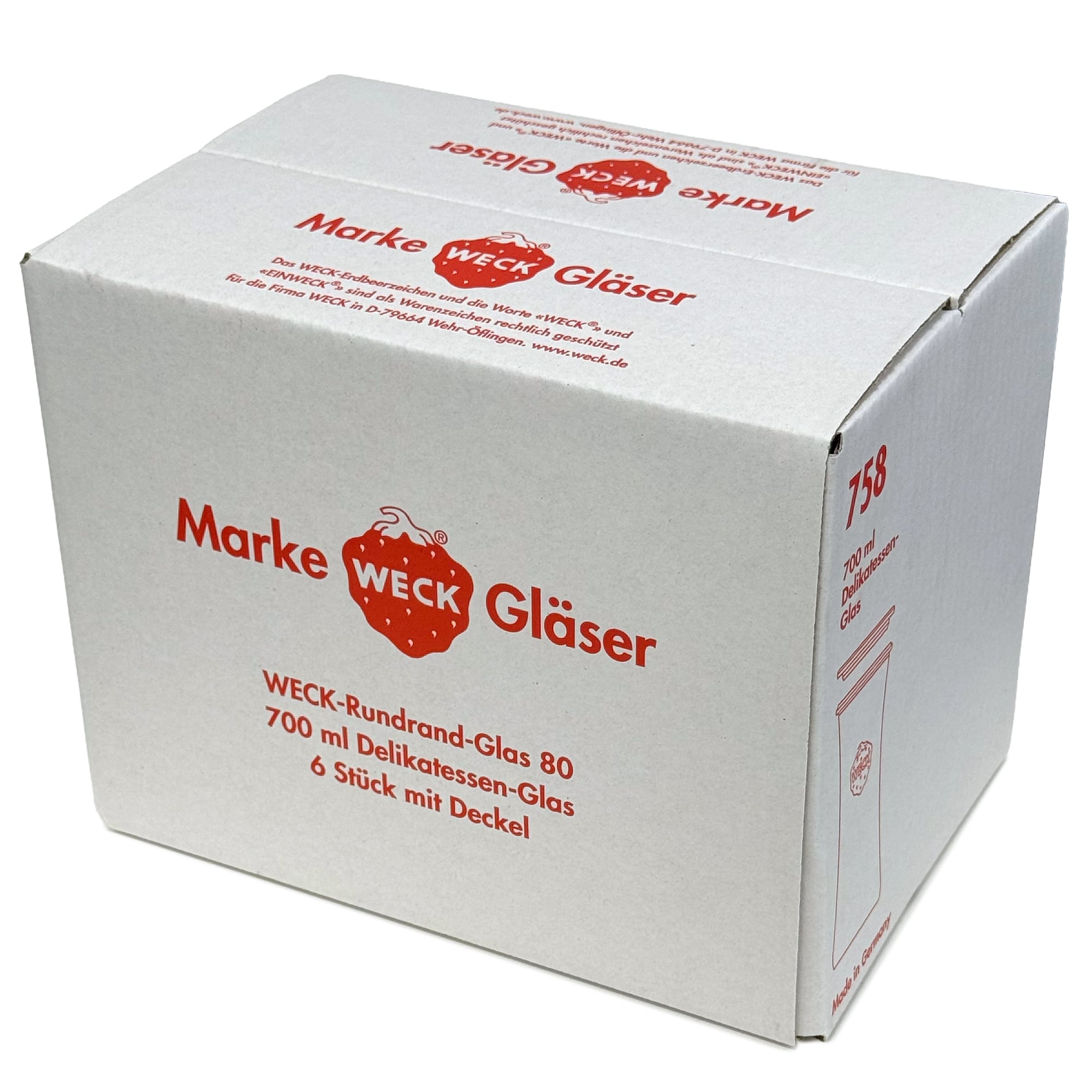 6x 730 ml WECK-gourmetglas met glazen deksel RR 80
