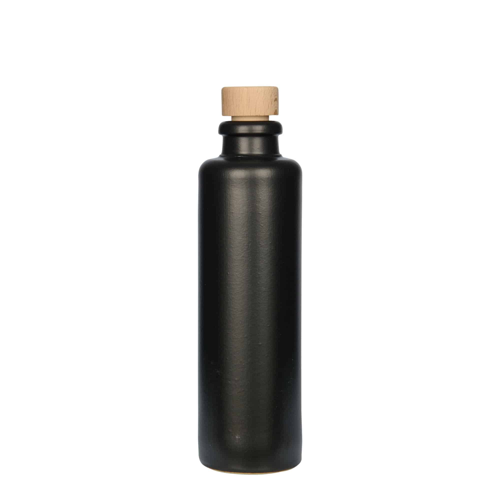 200 ml kleipot, steengoed, zwart, opening: kurk