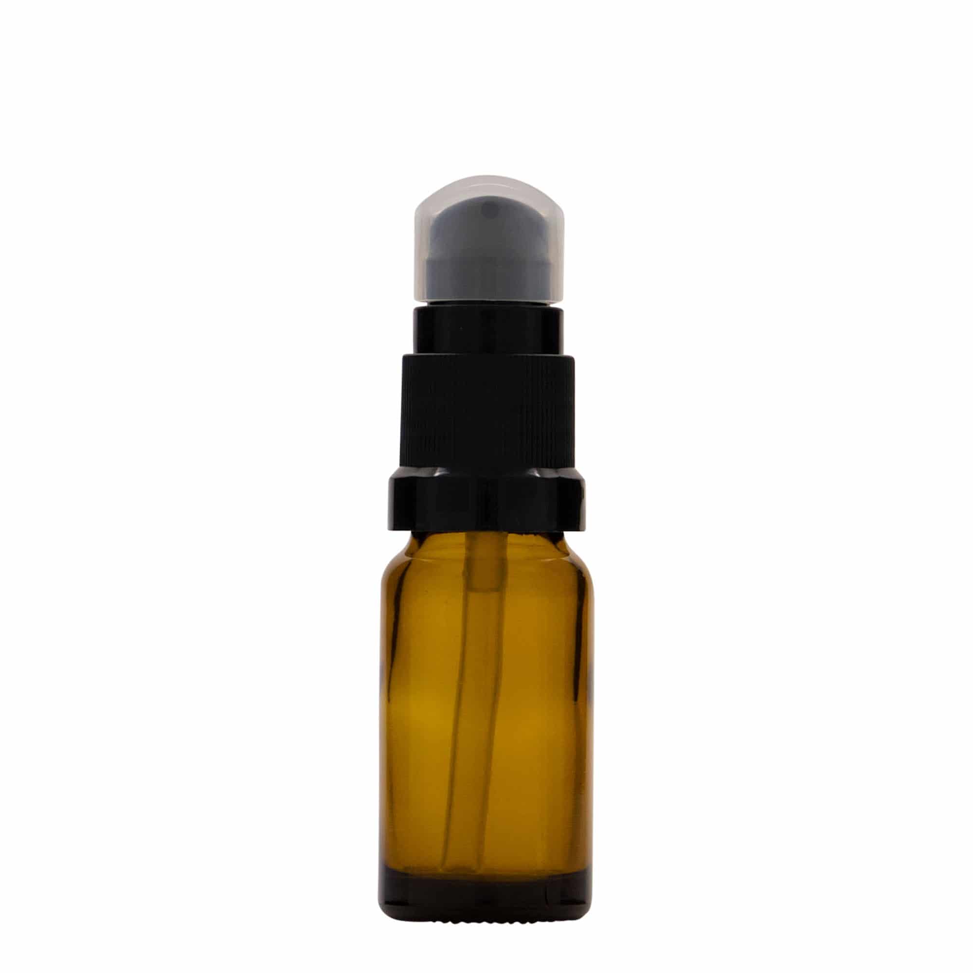 10 ml medicijnflesje met lotionpomp, glas, bruin, tuit: DIN 18