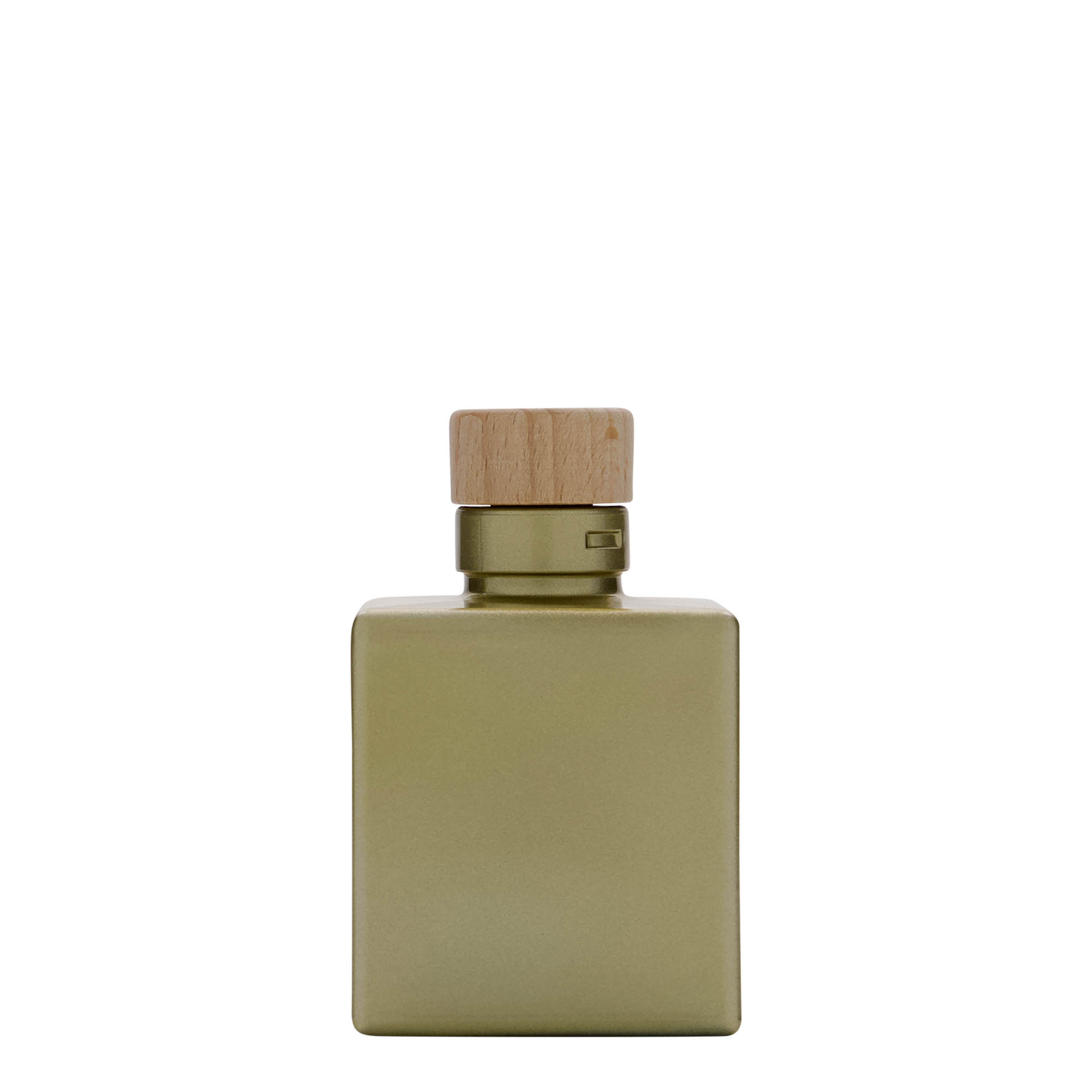 100 ml glazen fles 'Cube', vierkant, goud, hals: kurk