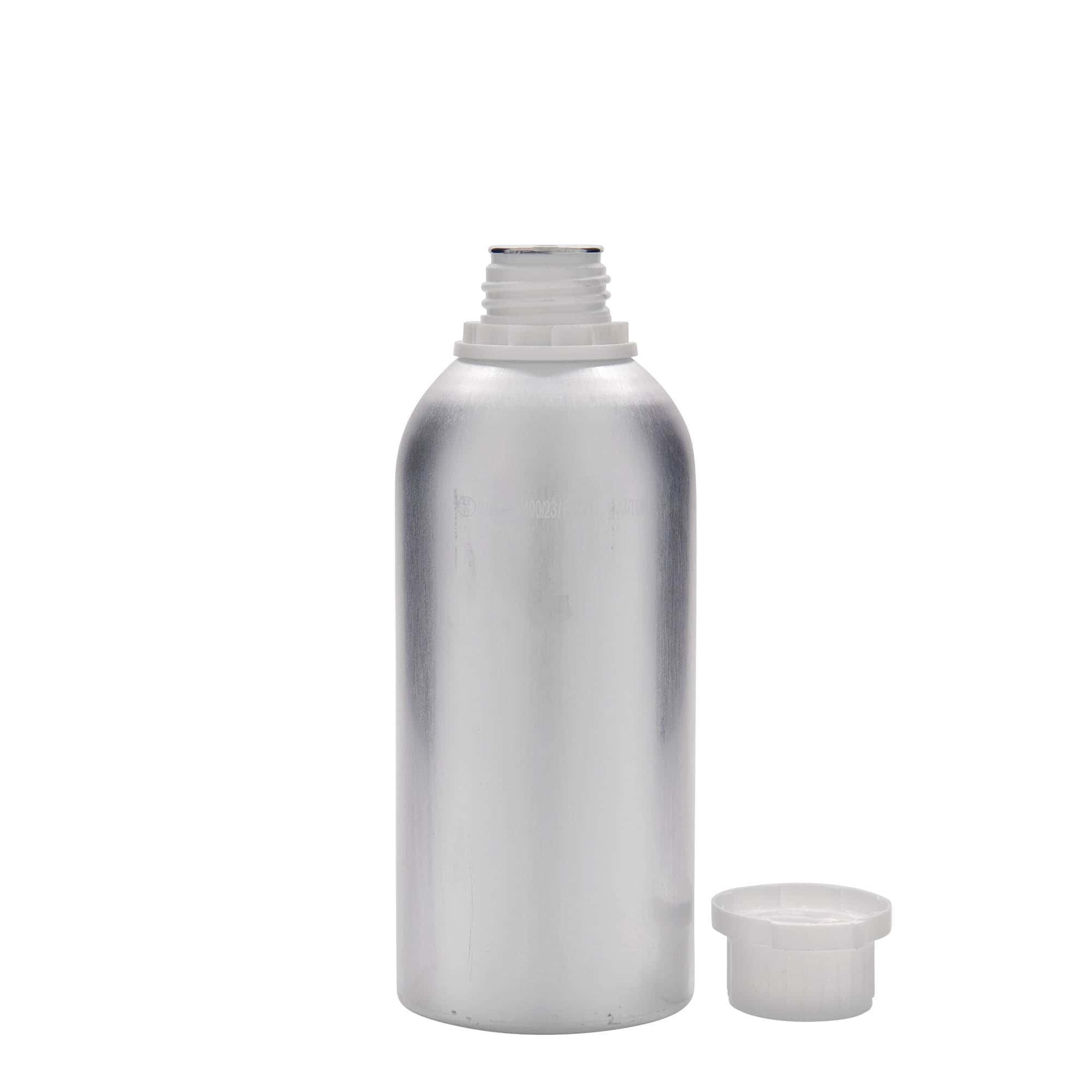 625 ml aluminiumfles, metaal, zilver, opening: DIN 32