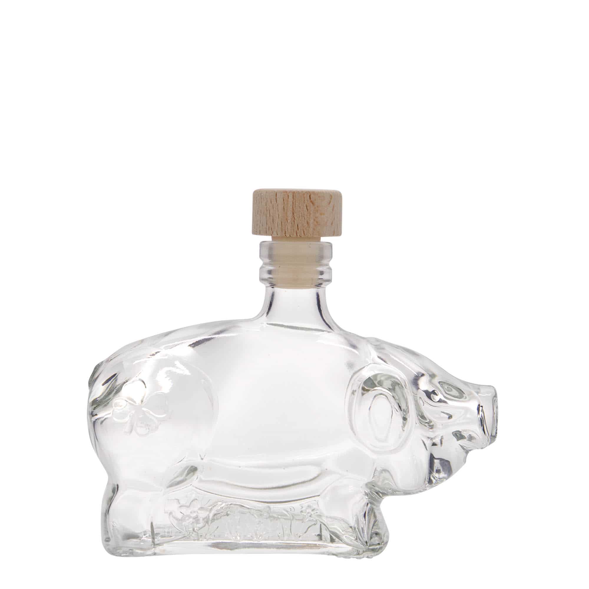 Glazen fles 'Biggetje', 200 ml, monding: kurk